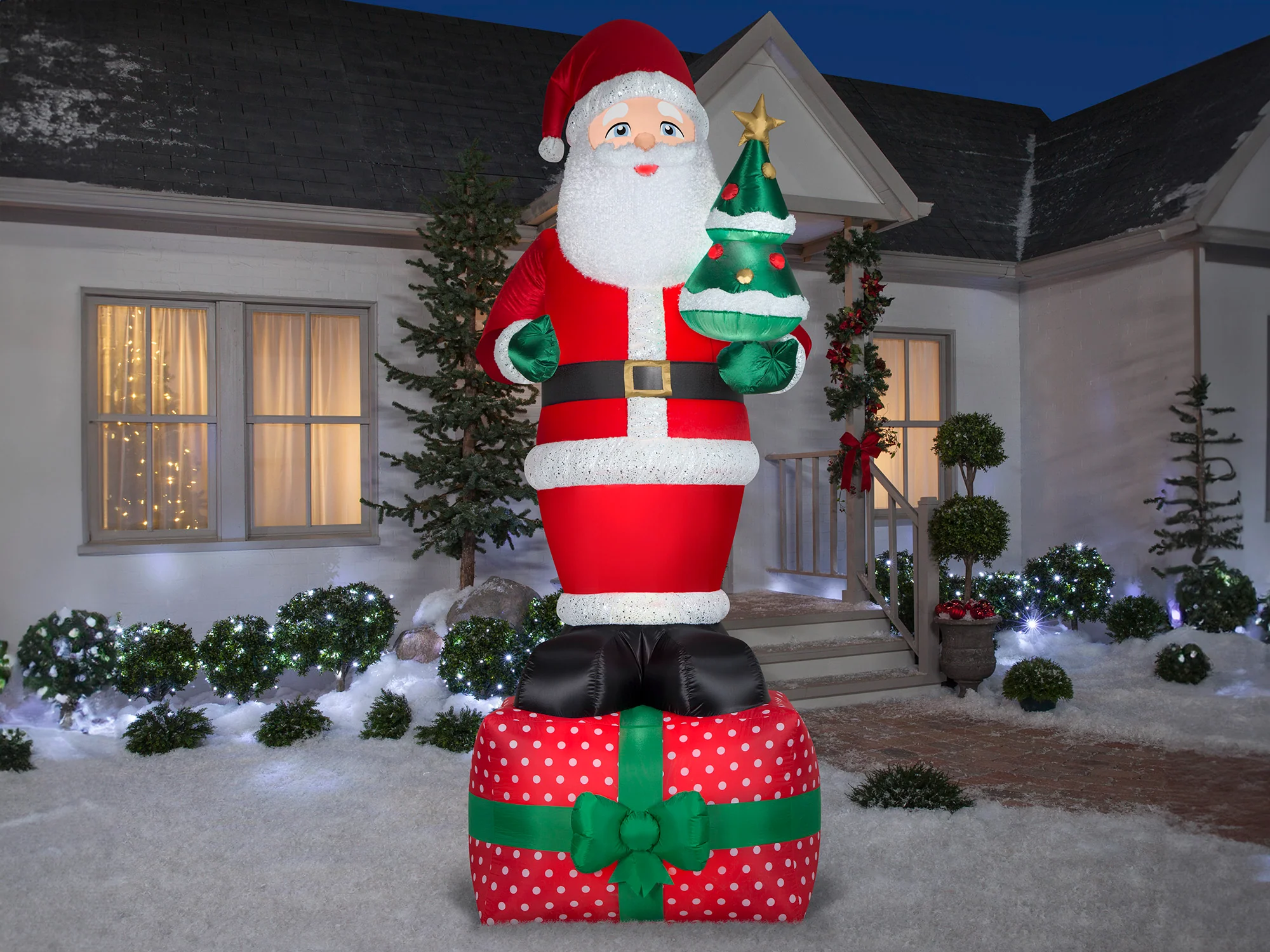 10 Foot Santa Scene Light Up Christmas Inflatable Lawn Decoration - Image 2