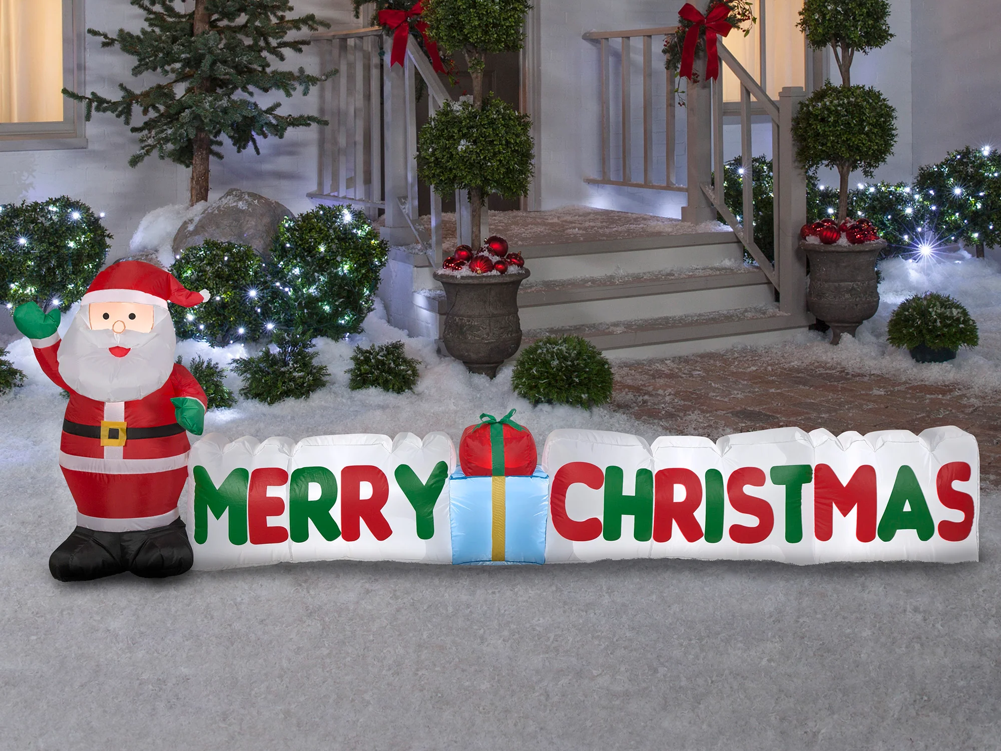 9 Foot Merry Christmas Santa Light Up Inflatable Lawn Decoration - Image 2