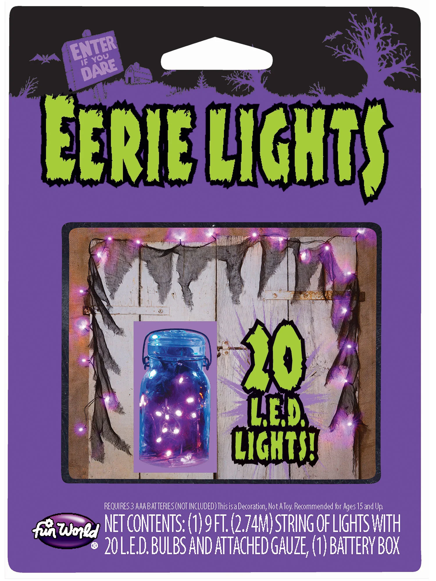 9 Foot Purple LED String Lights with Gauze - Image 2
