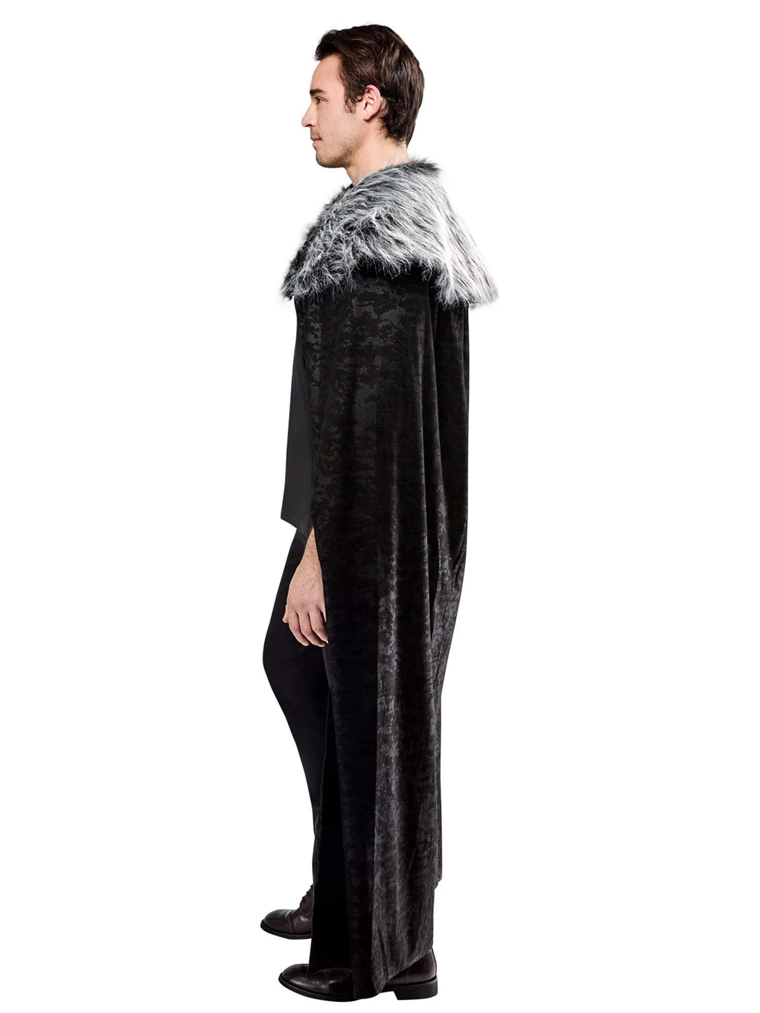 Adult Black Full Length Cape with Faux Fur Collar - Image 5