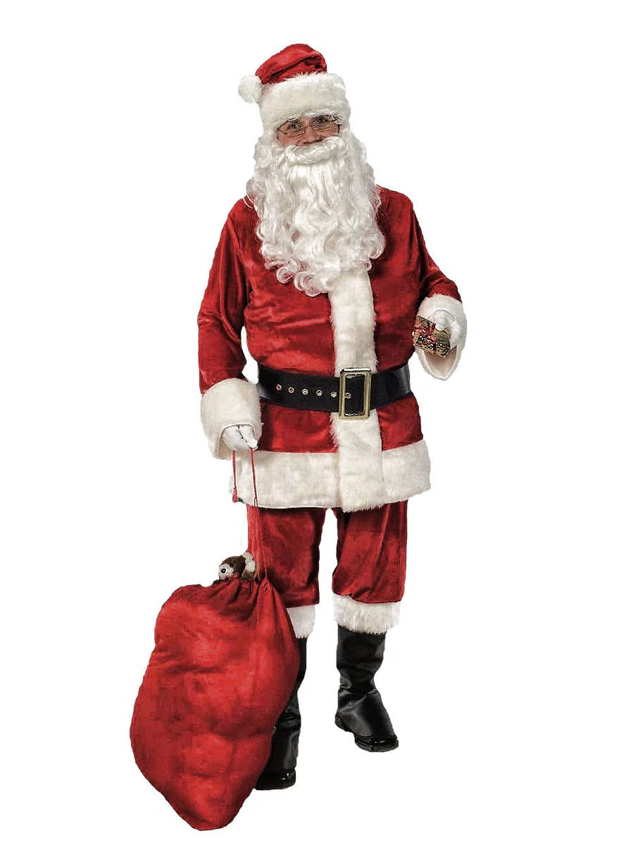 Men's Velvety Plush Santa Suit Costume - Deluxe