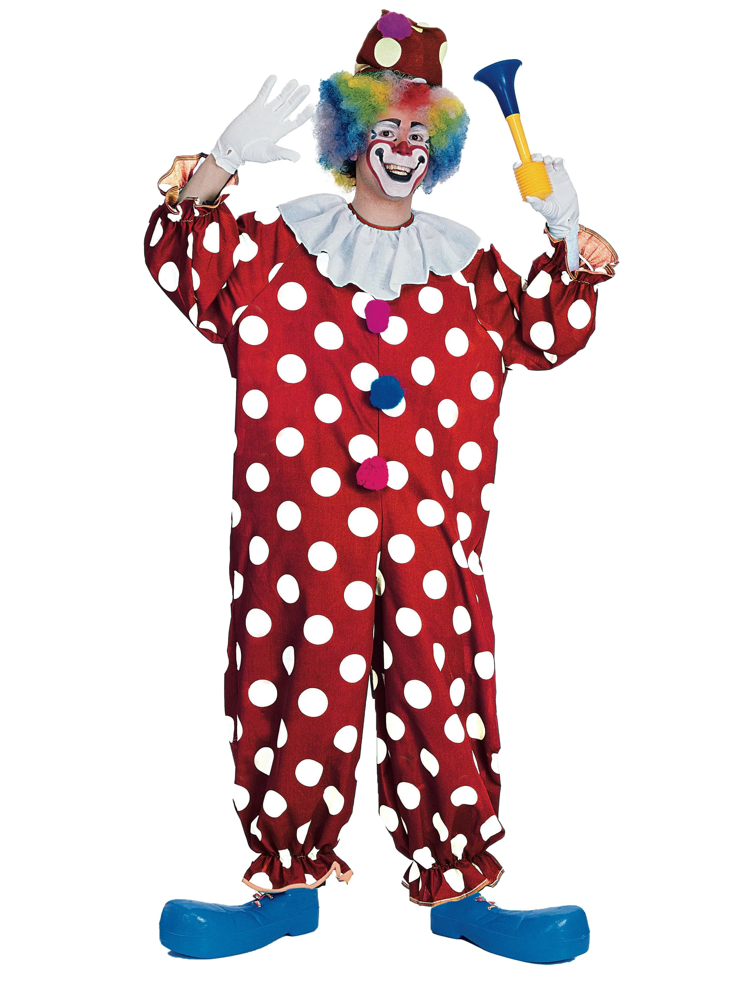 Adult Red and White Polka Dot Clown Costume