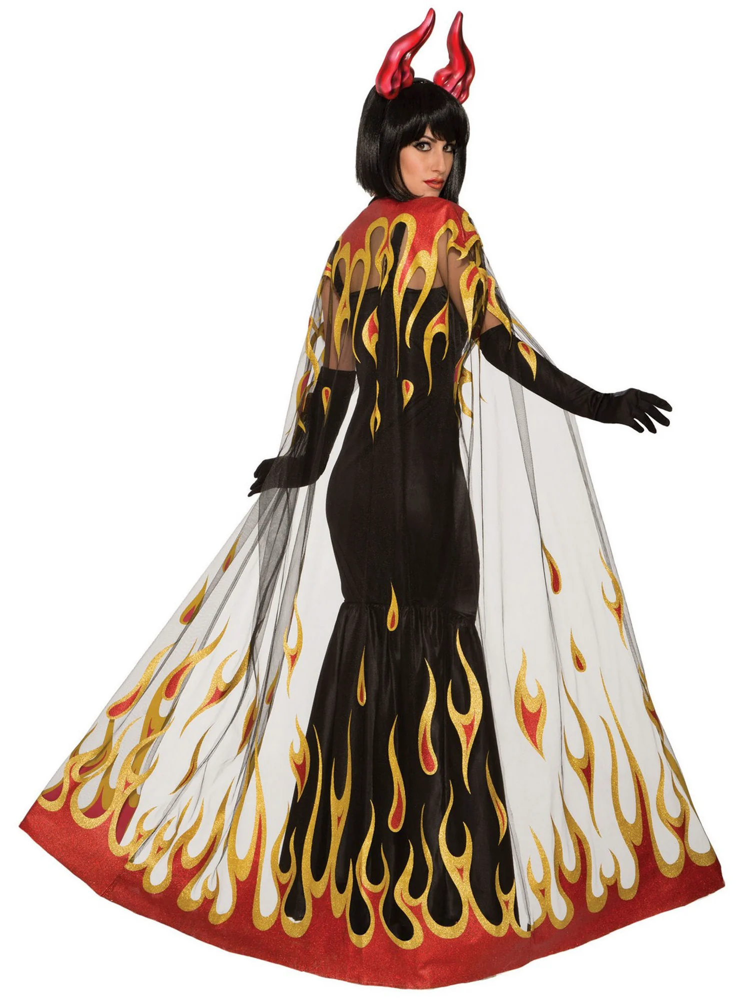 Adult Sheer Fire Devil Cape - Image 2
