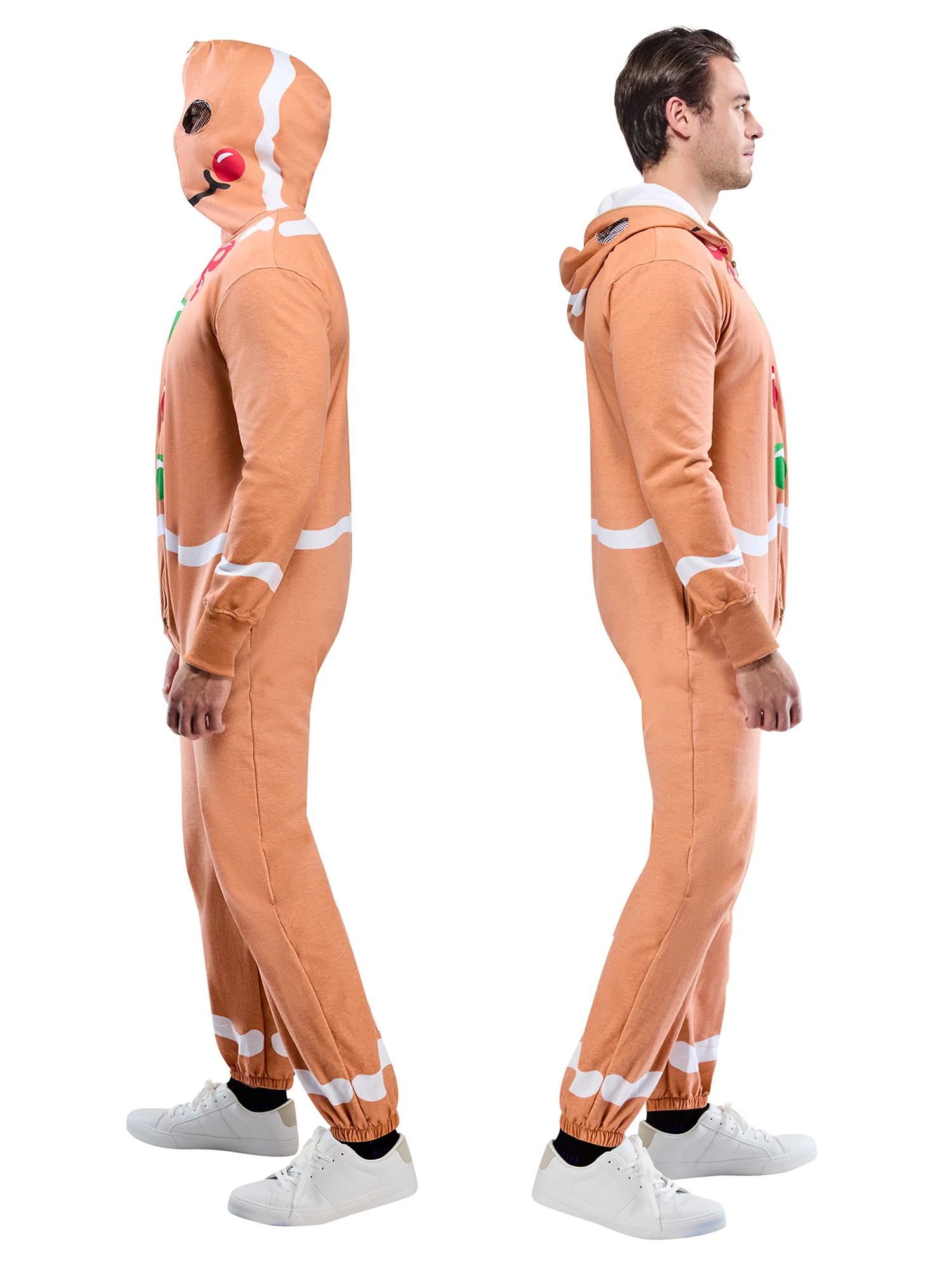 Adult Gingerbread Man Zipsters Hooded Costume - Image 3