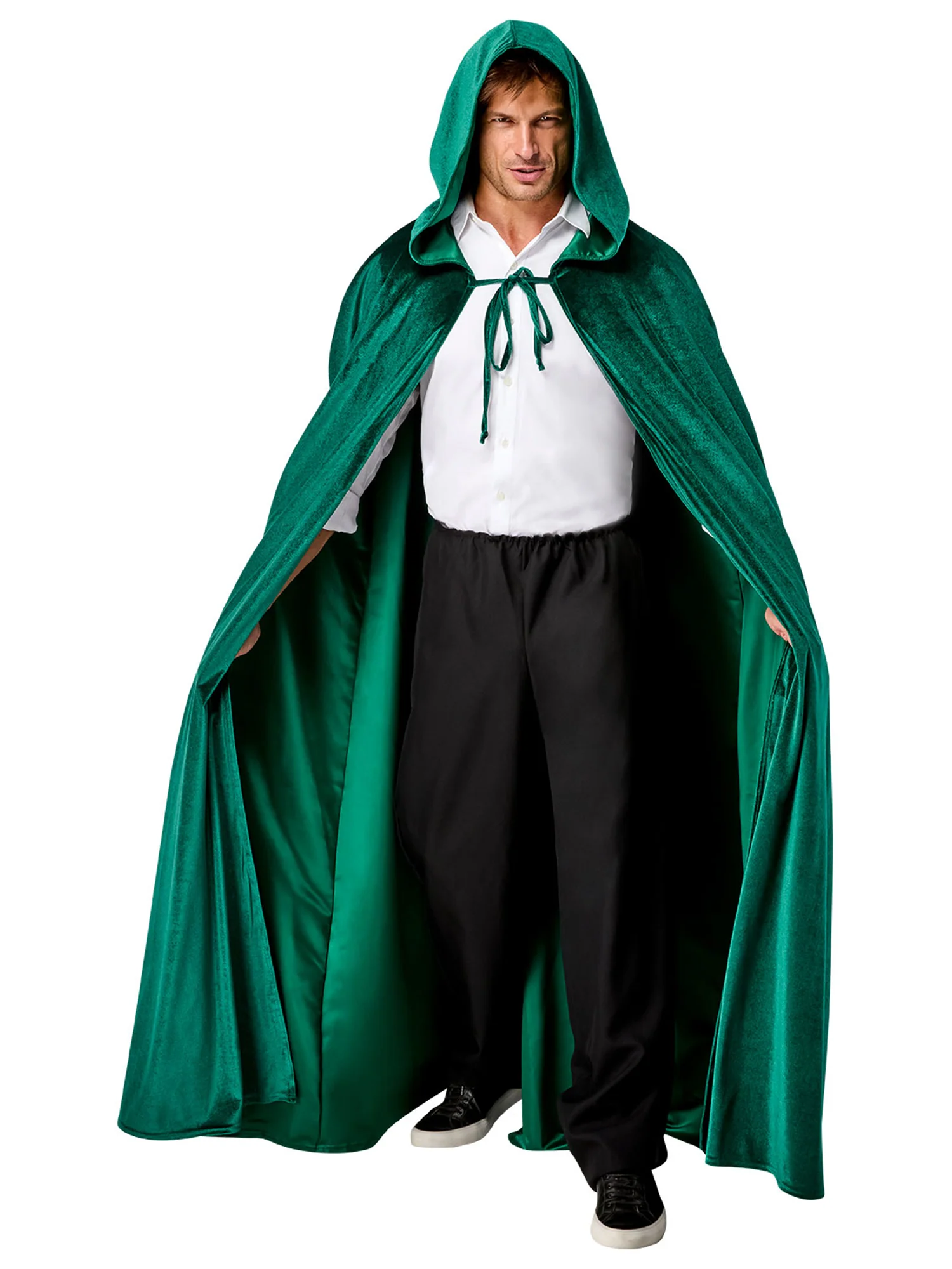 Adult Green Full Length Hooded Renaissance Cloak