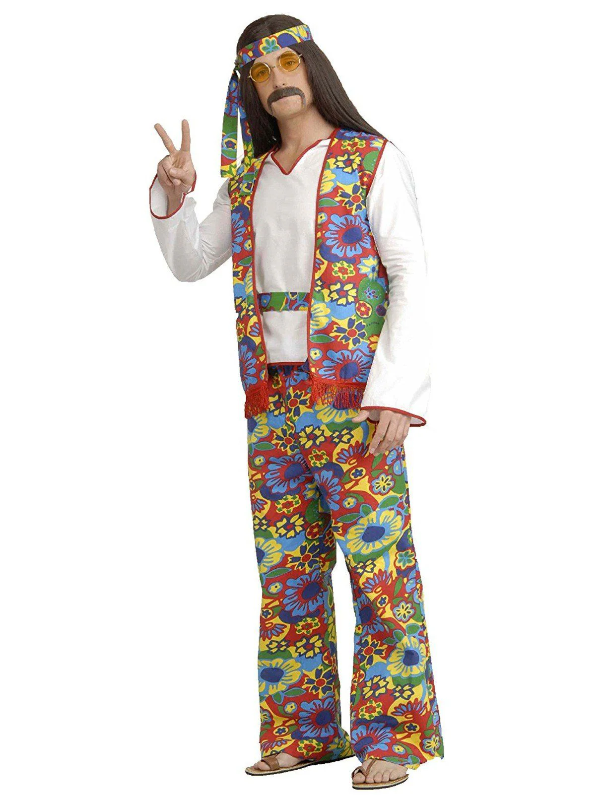 Men's 1960's Rainbow Flower Child Costume
