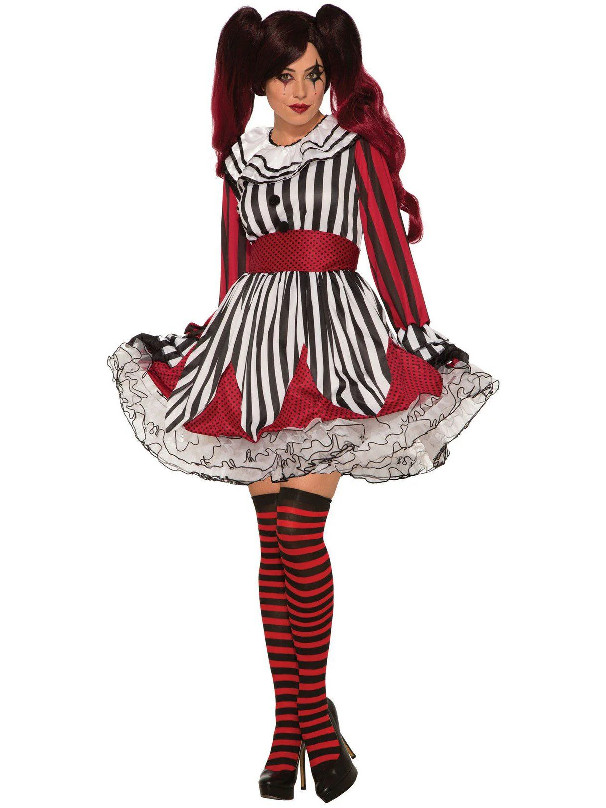Women's Striped Miss Mischief Clown Costume