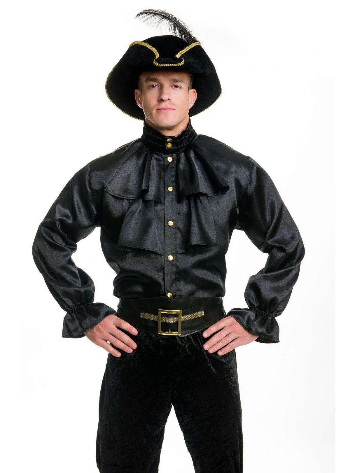 Adult Pirate Captain Shirt Black Costume