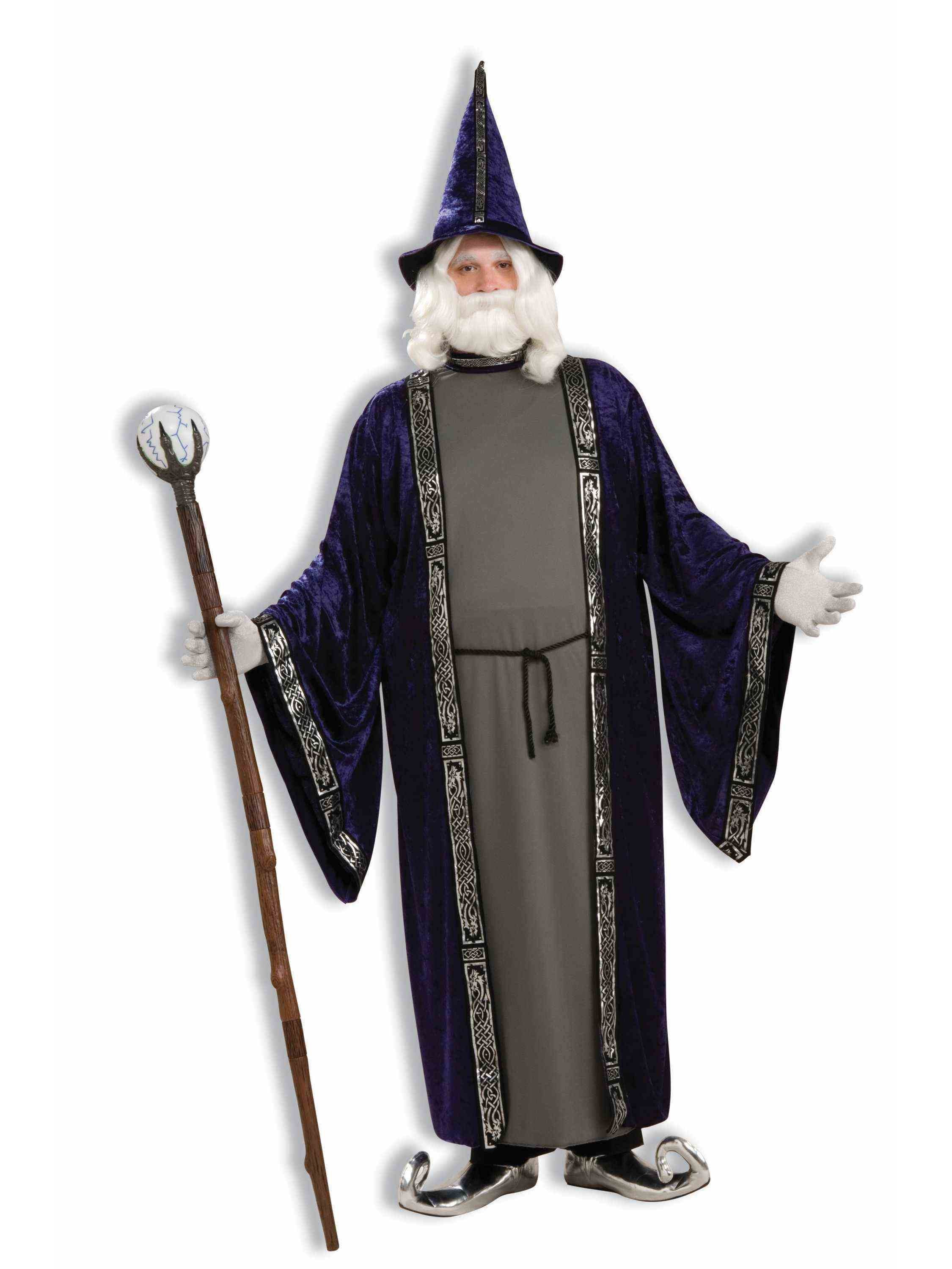 Men's Big and Tall Purple Robe Wizard Costume