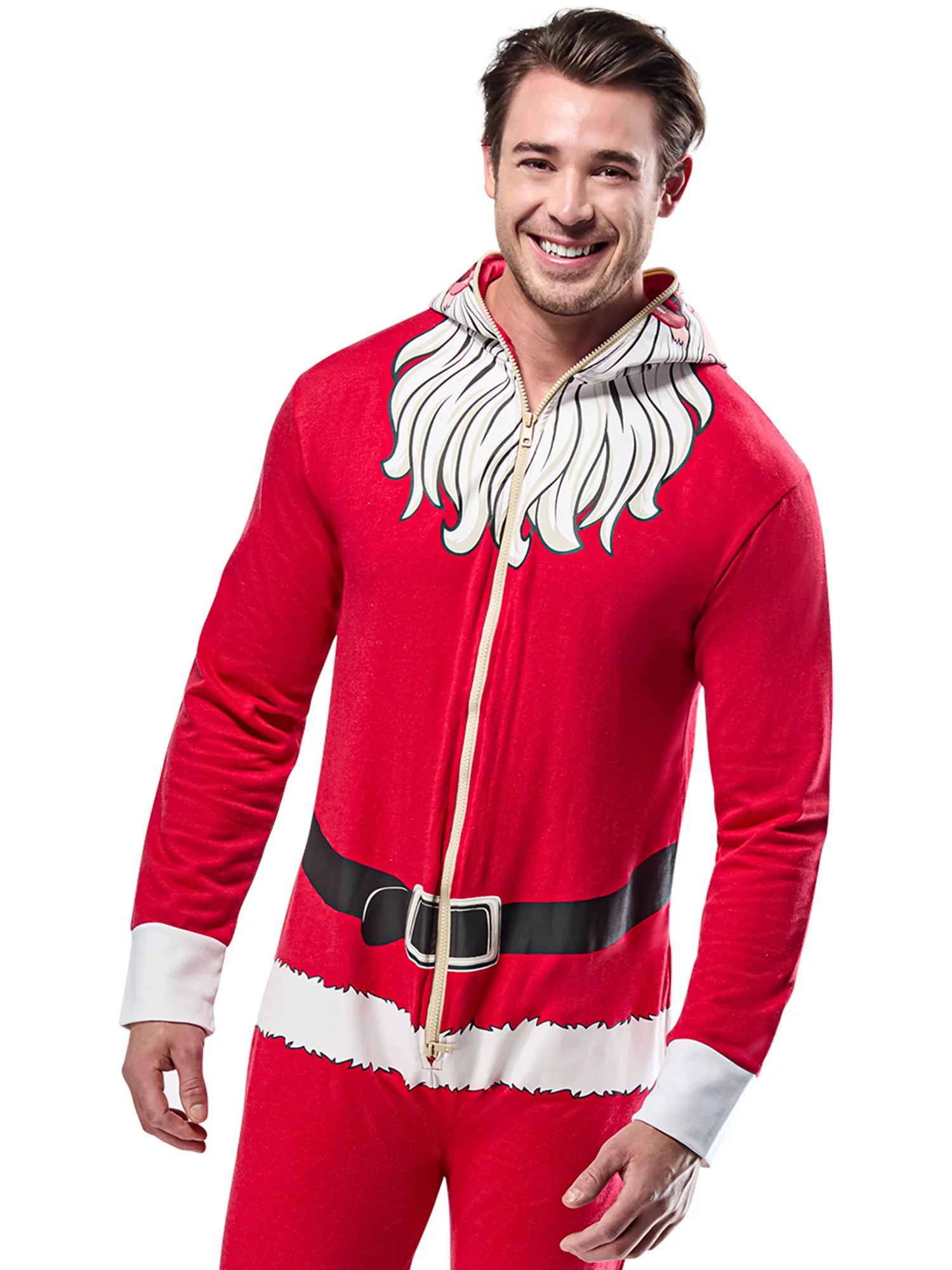 Adult Santa Claus Zipsters Hooded Costume - Image 3