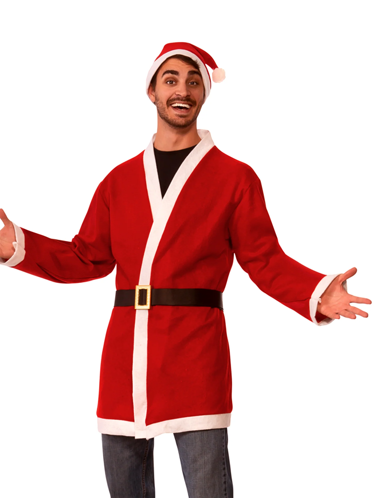 Men's Casual Santa Claus Jacket and Hat Set