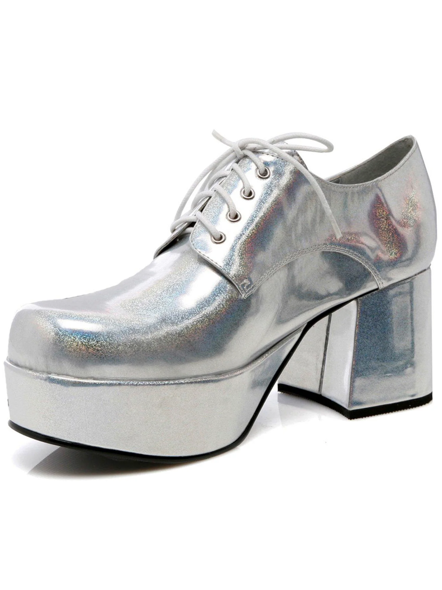 Adult Silver 70s Platform Heeled Shoes