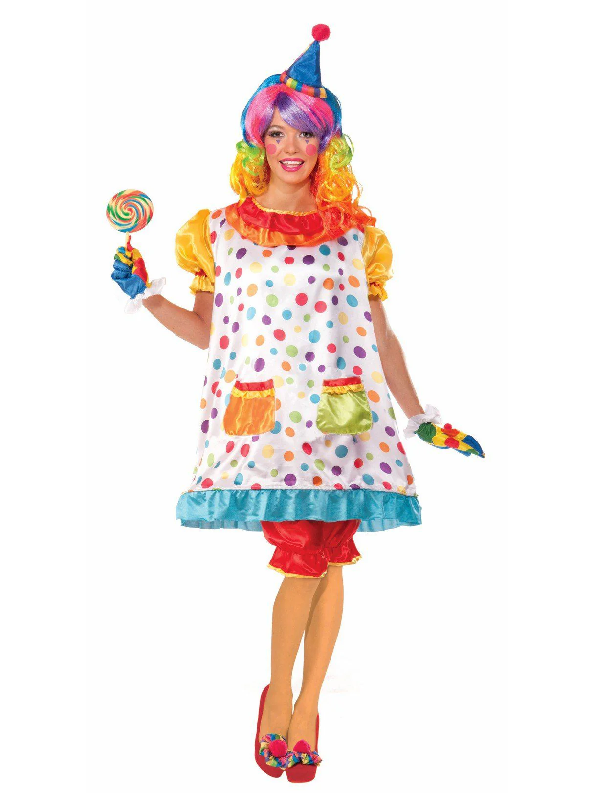 Women's Colorful Polka Dot Wiggles the Clown Costume