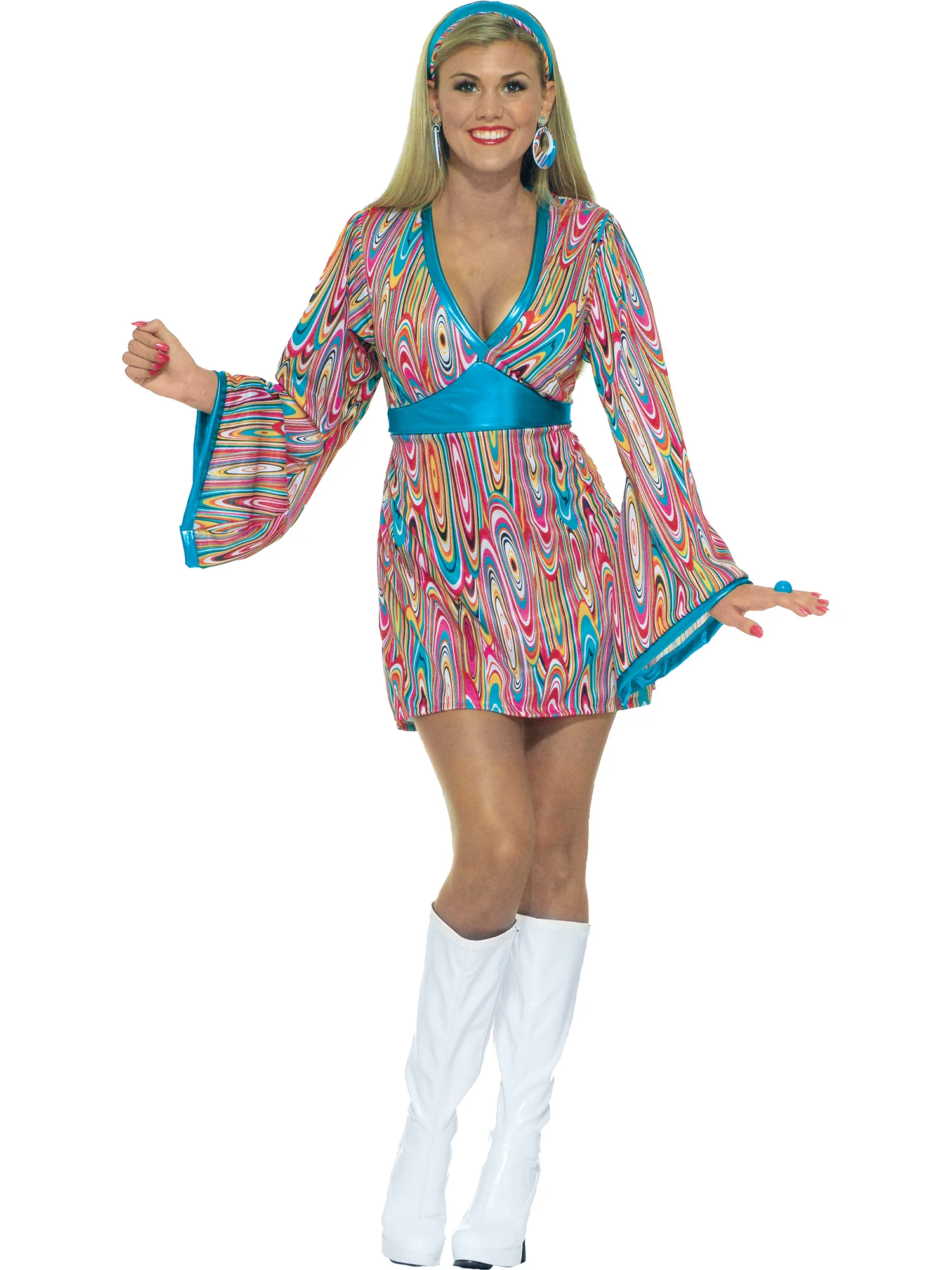 Women's 1970's Wavy Patterned Hippie Dress Costume