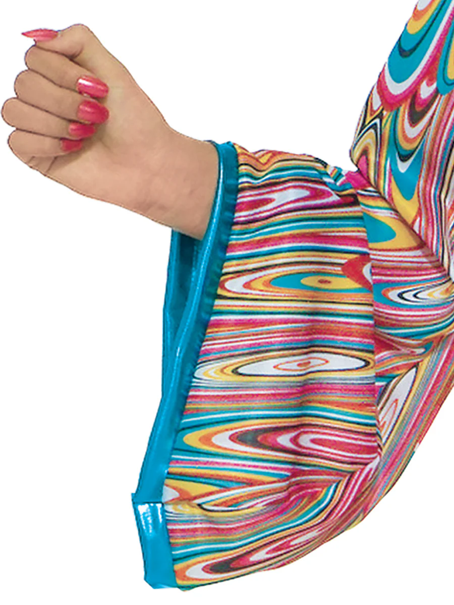 Women's 1970's Wavy Patterned Hippie Dress Costume - Image 3