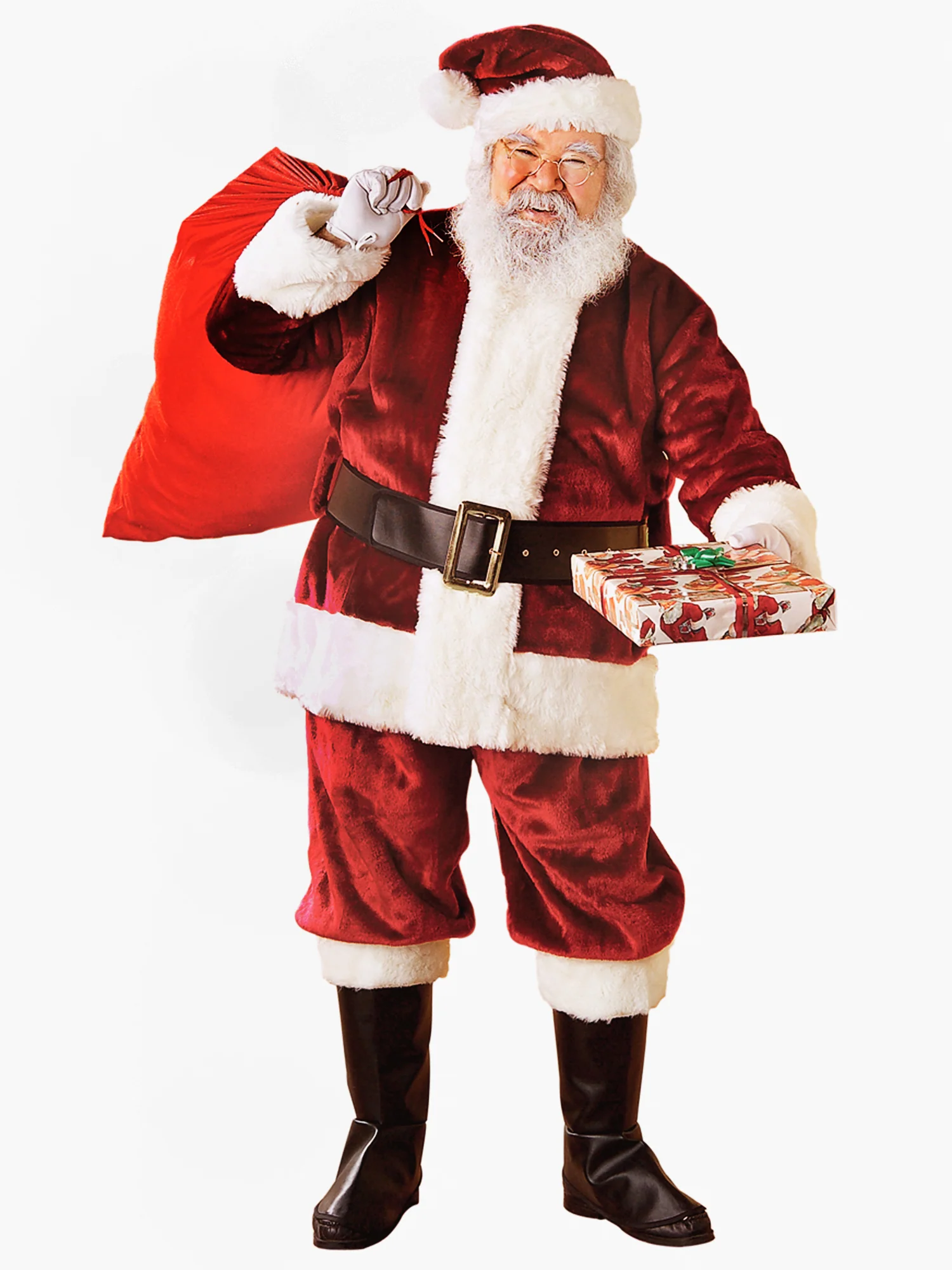 Men's Big and Tall Crimson Mega Plush Santa Costume - Deluxe
