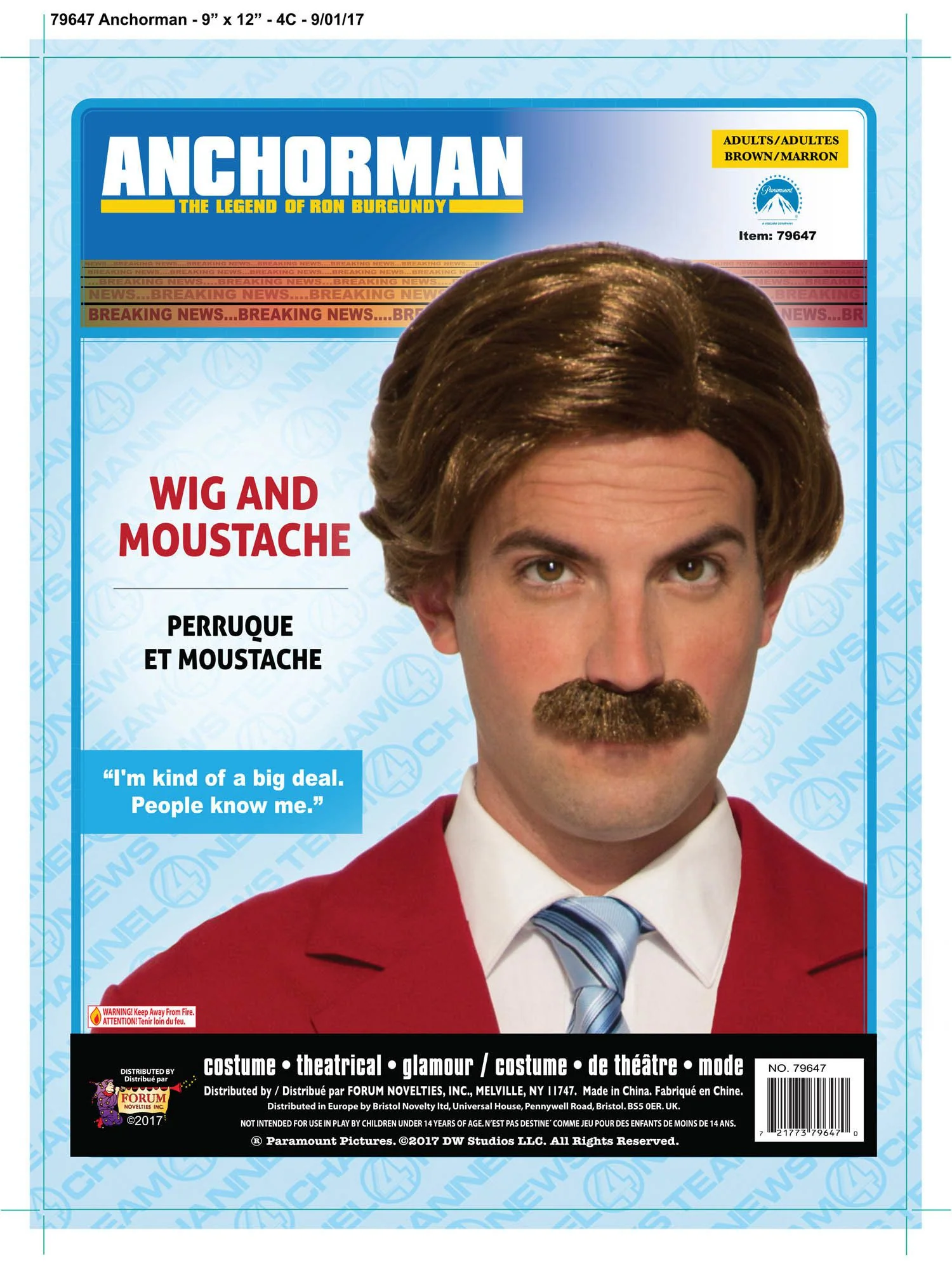 Men's Anchorman Ron Burgundy Wig and Mustache - Image 2