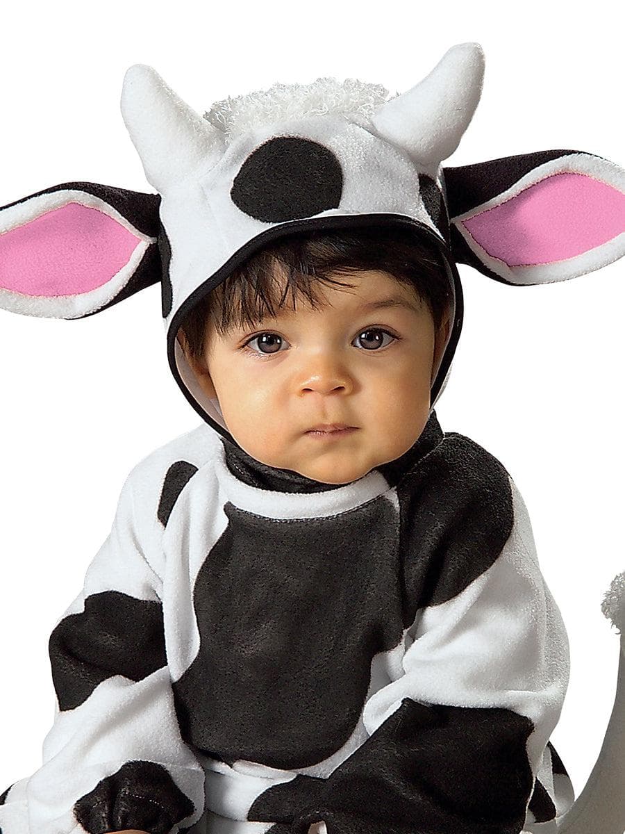 Black and White Cozy Cow Costume for Babies - Image 2