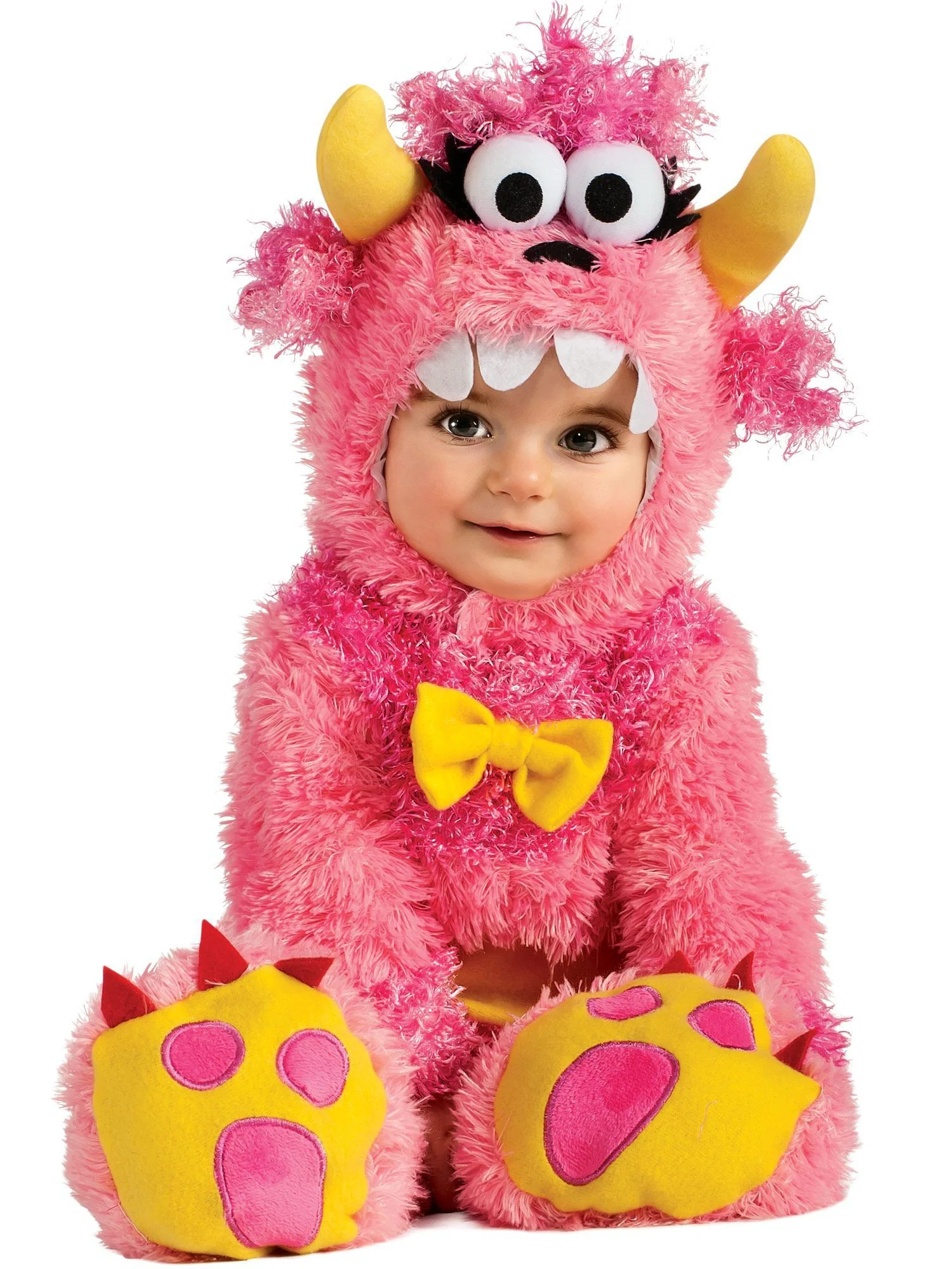 Pink and Yellow Fuzzy Monster Costume for Babies