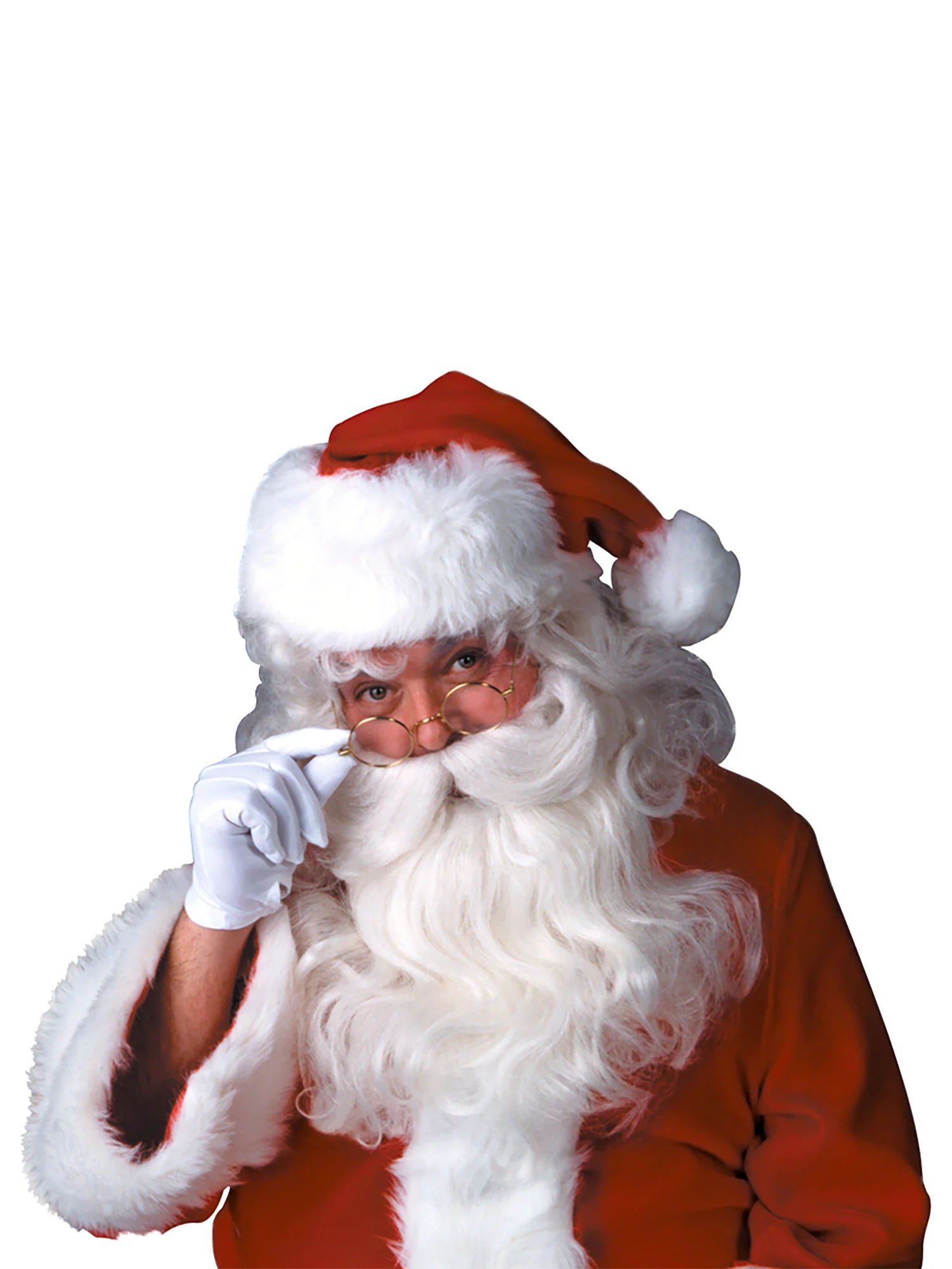 Men's White Santa Beard And Wig Set - Super Deluxe