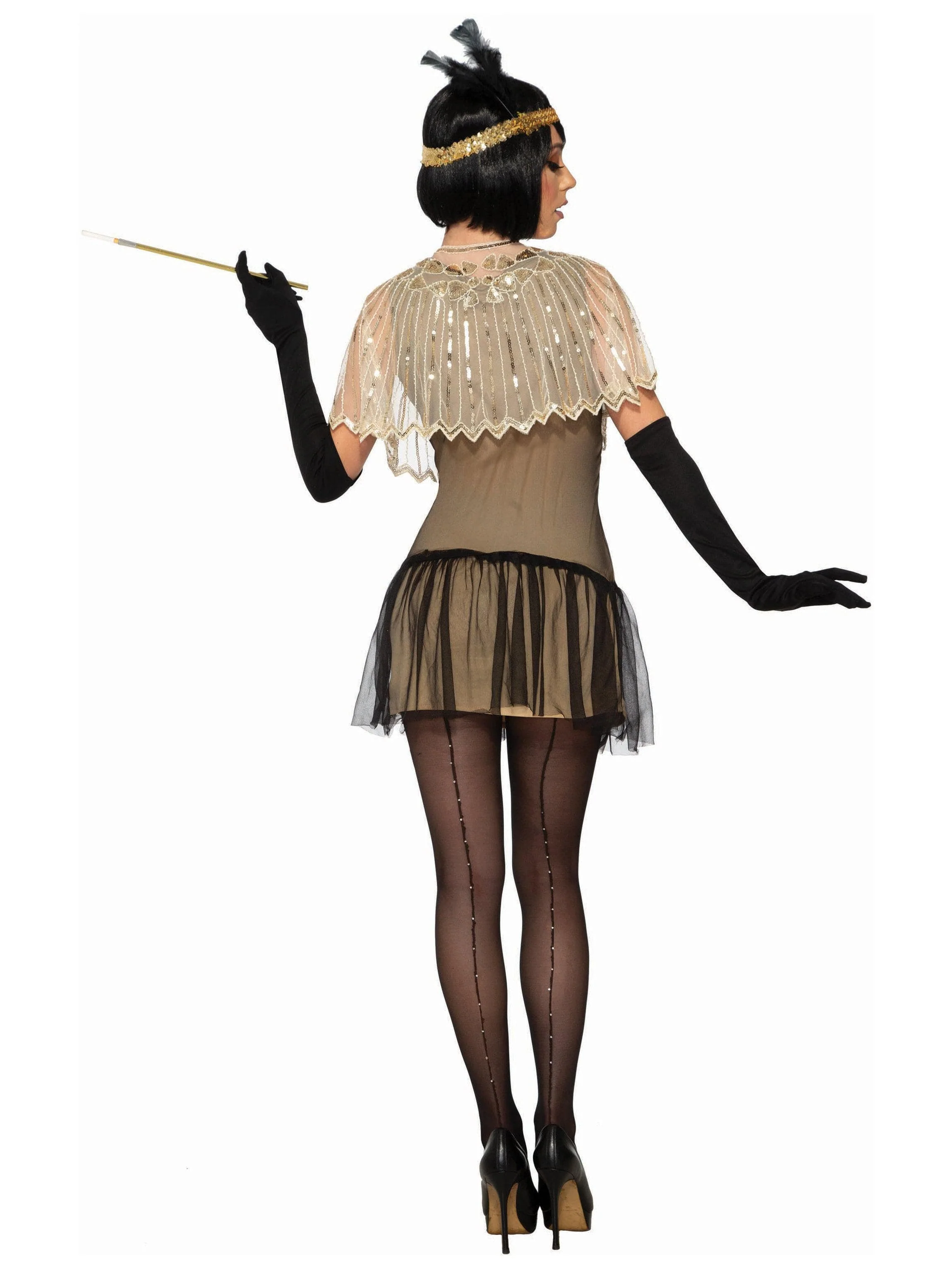 Adult Beige Sequin Detailed 1920's Shawl - Image 2