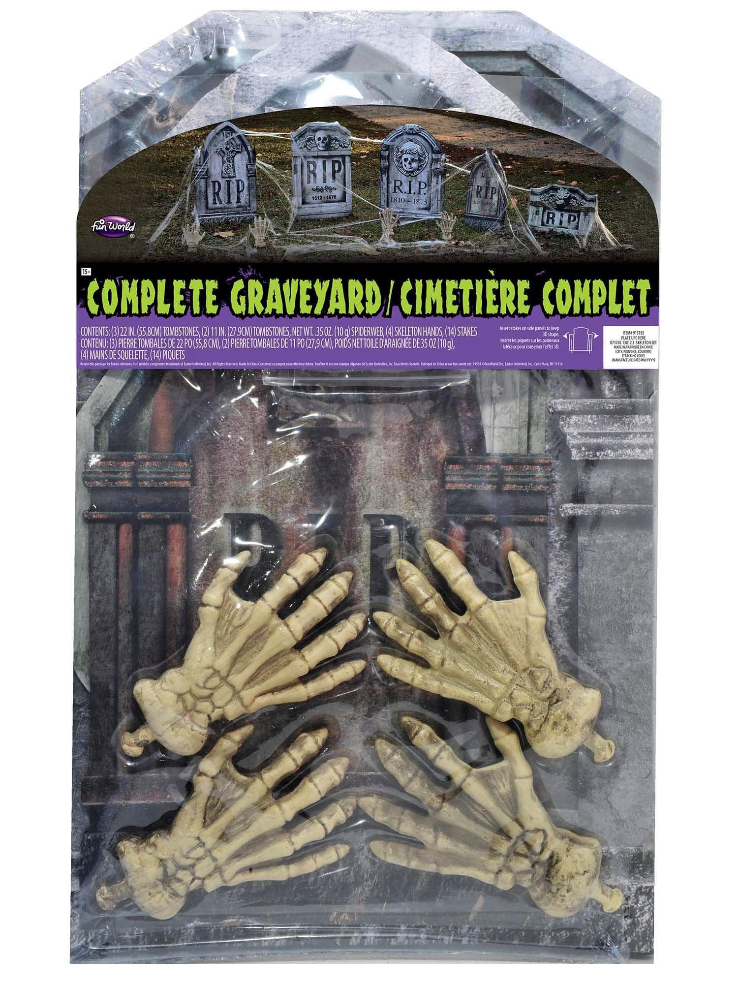 Complete Skeleton Tombstone Graveyard Set
