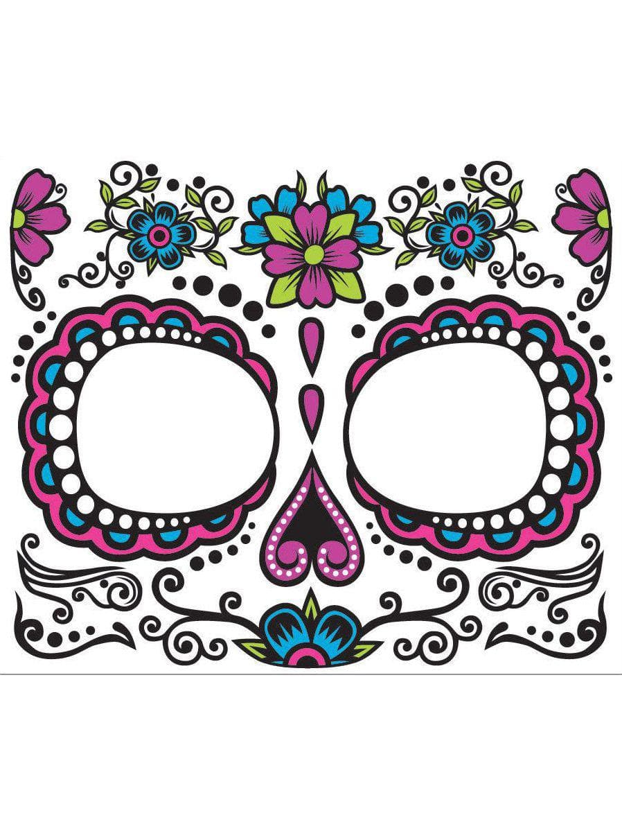 Adult Day Of The Dead Inspired Temporary Face Tattoo