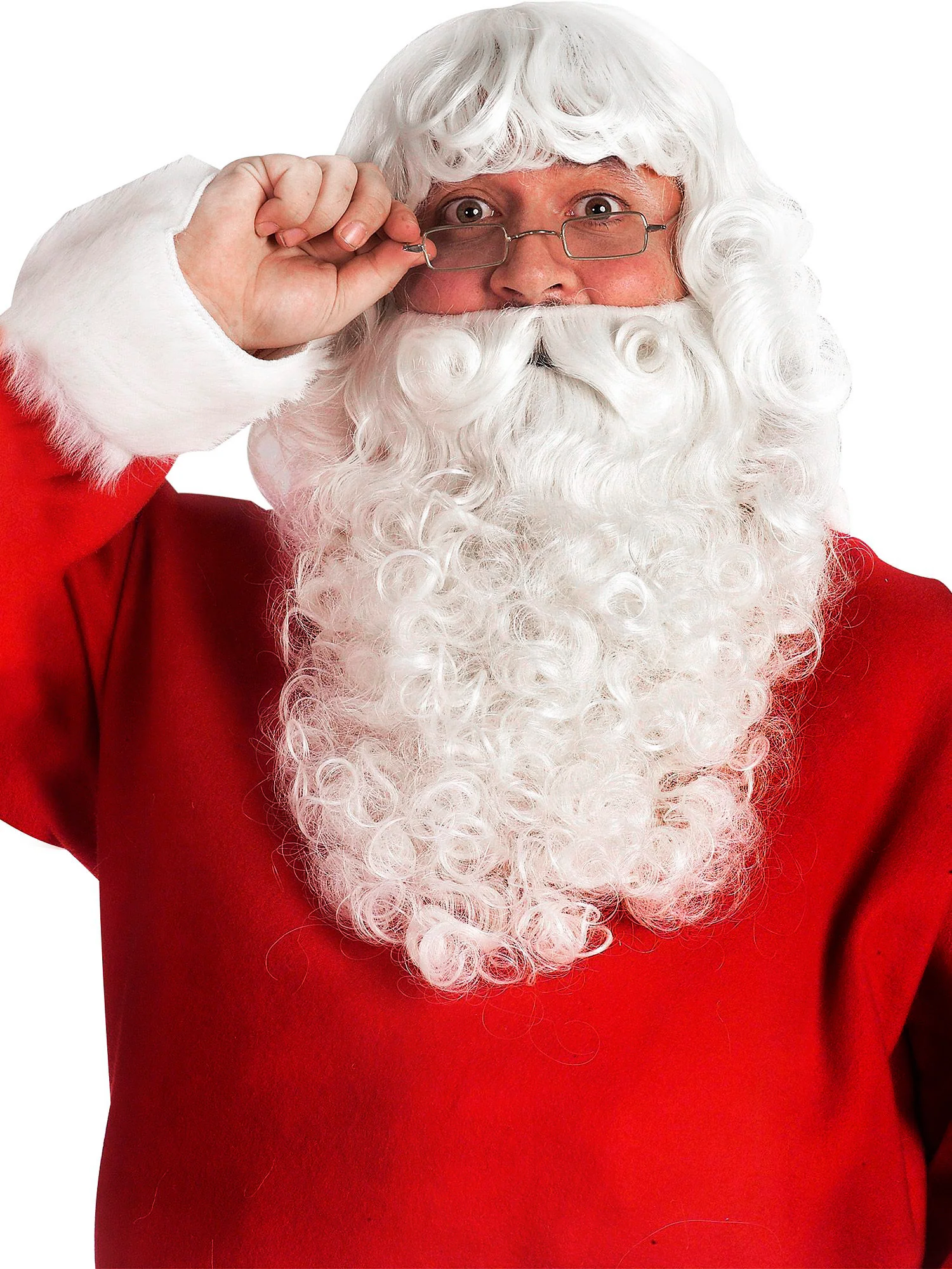 Men's White Santa Beard and Wig Set - Professional - Image 4
