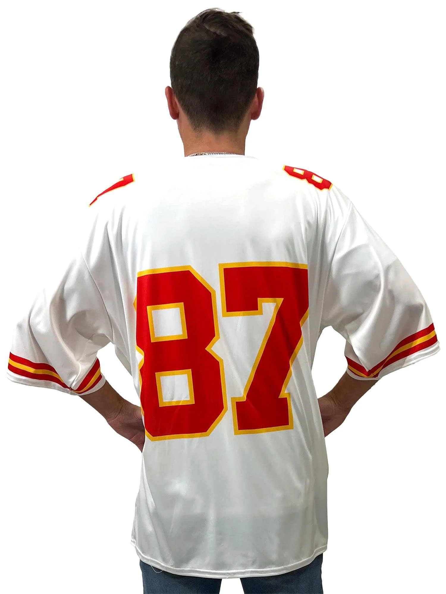 Football Era White and Red Number 87 Jersey - Image 3