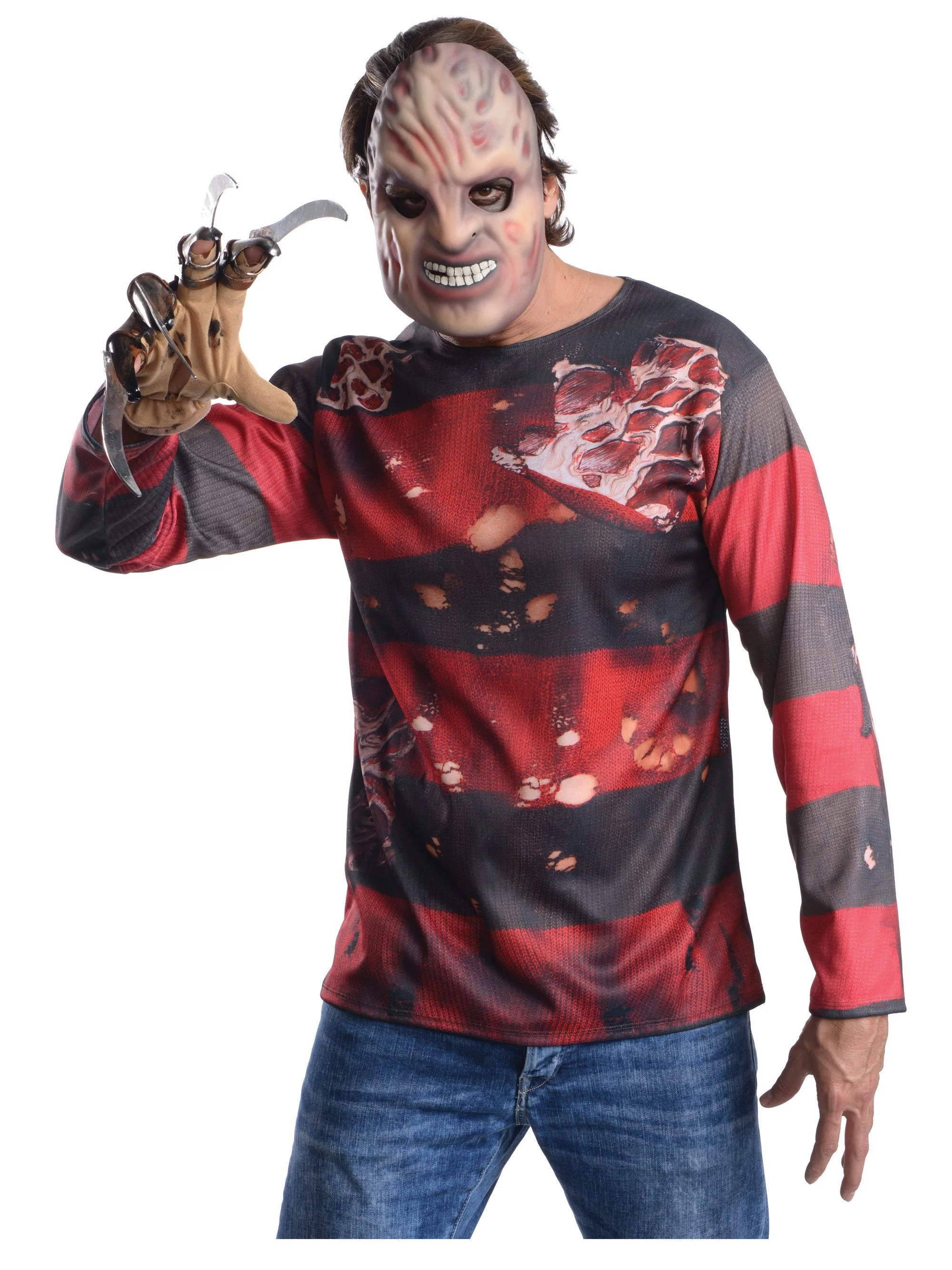 Men's A Nightmare on Elm Street Freddy Krueger Printed Shirt, Mask and Glove Set