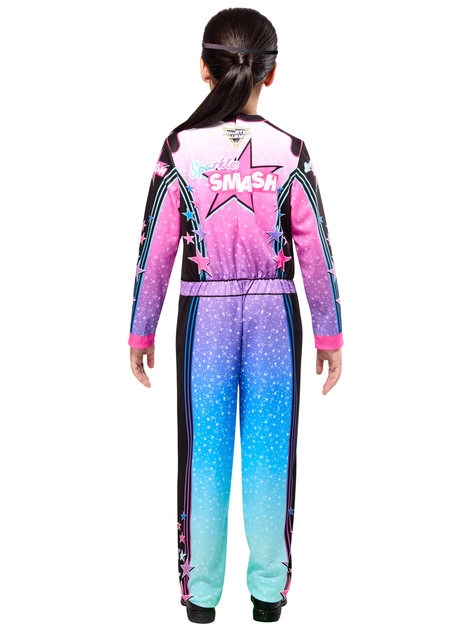 Girls' Monster Jam Sparkle Smash Jumpsuit with Mask - Image 3