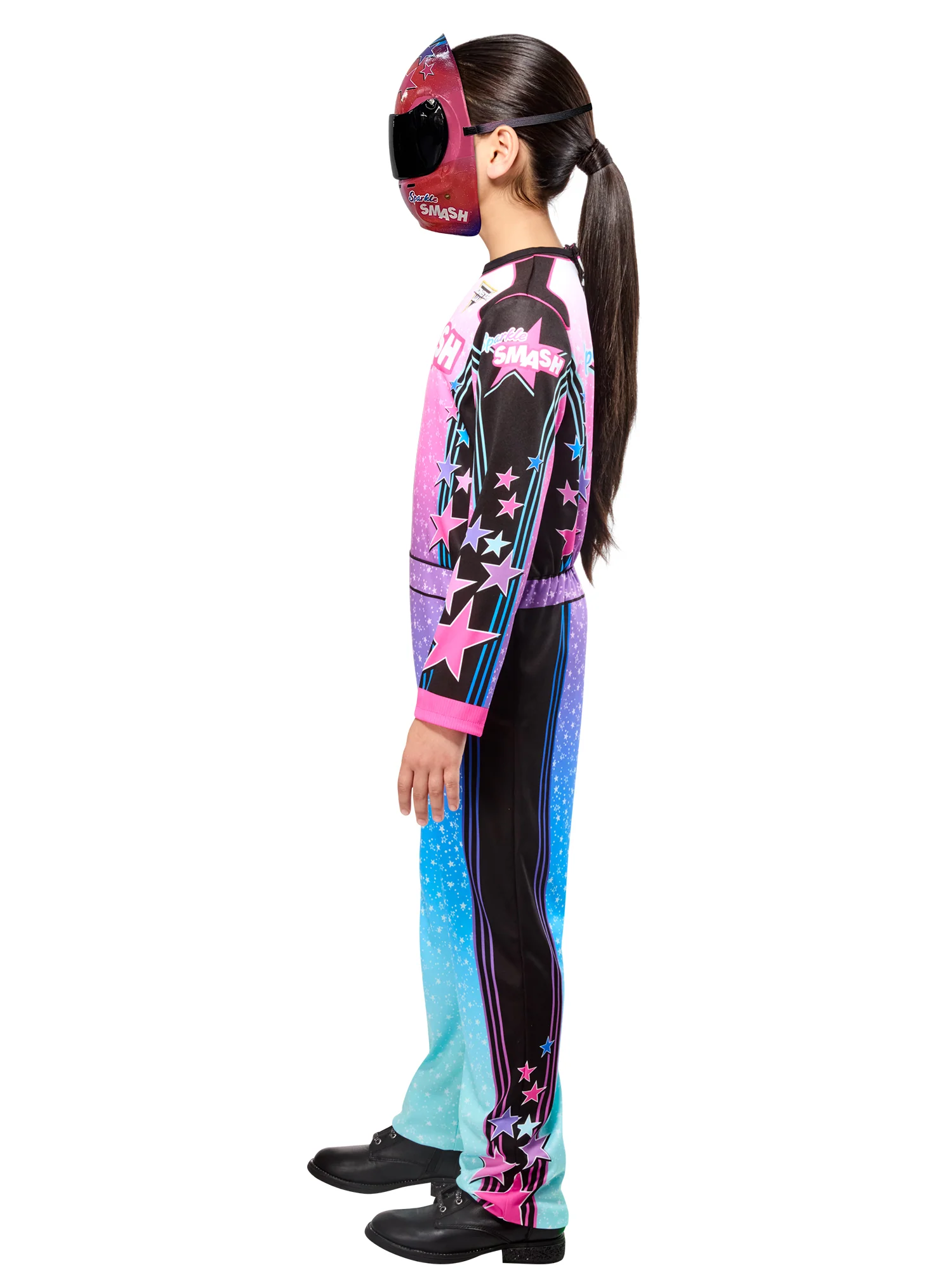 Girls' Monster Jam Sparkle Smash Jumpsuit with Mask - Image 4
