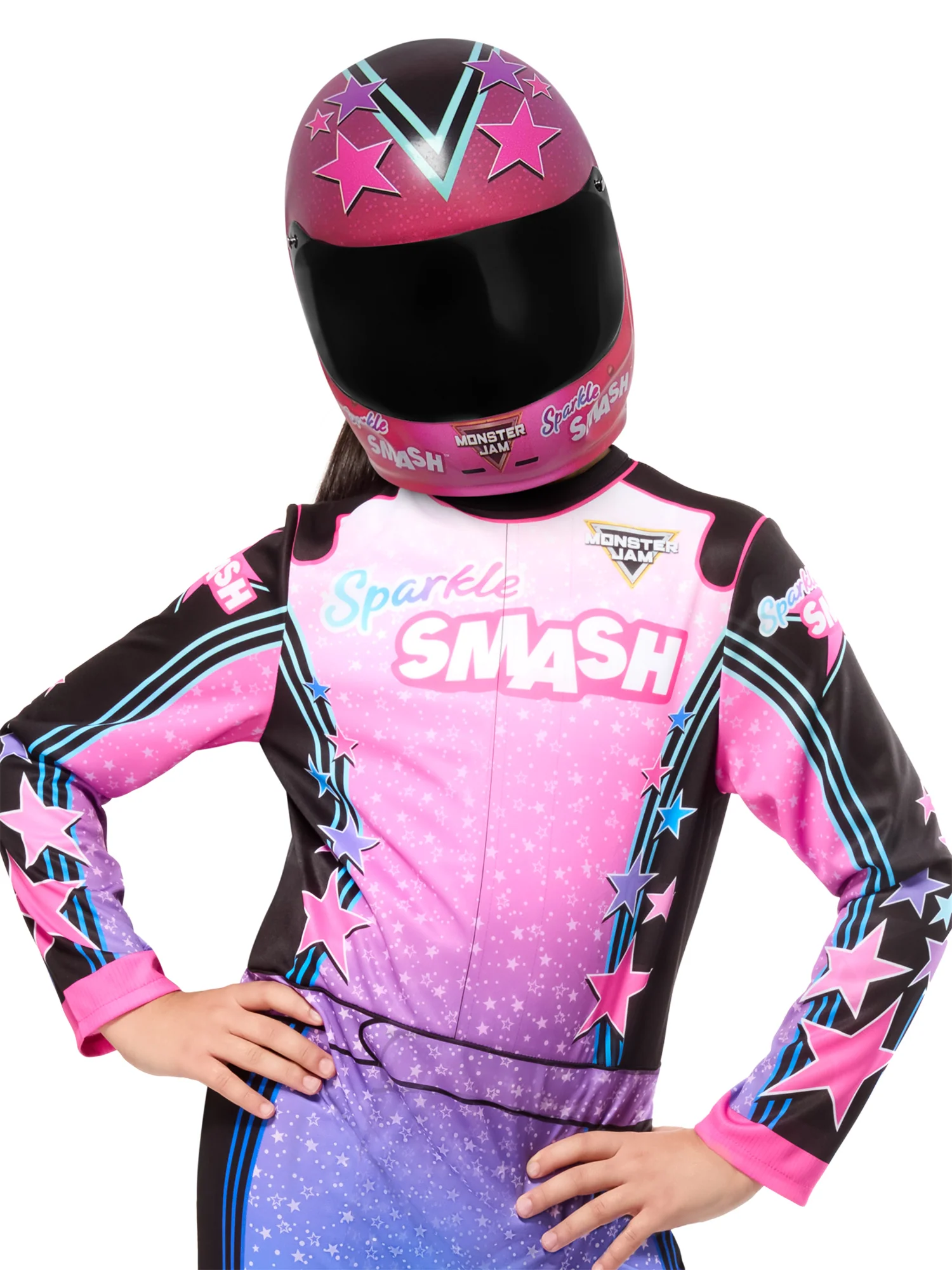 Girls' Monster Jam Sparkle Smash Jumpsuit with Mask - Image 5