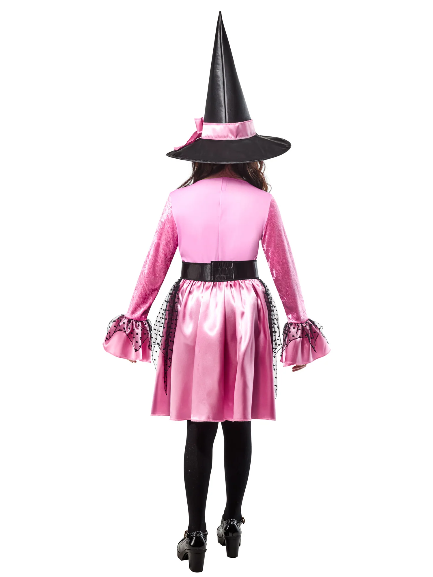 Girls' Pink Witch Costume with Hat - Image 3