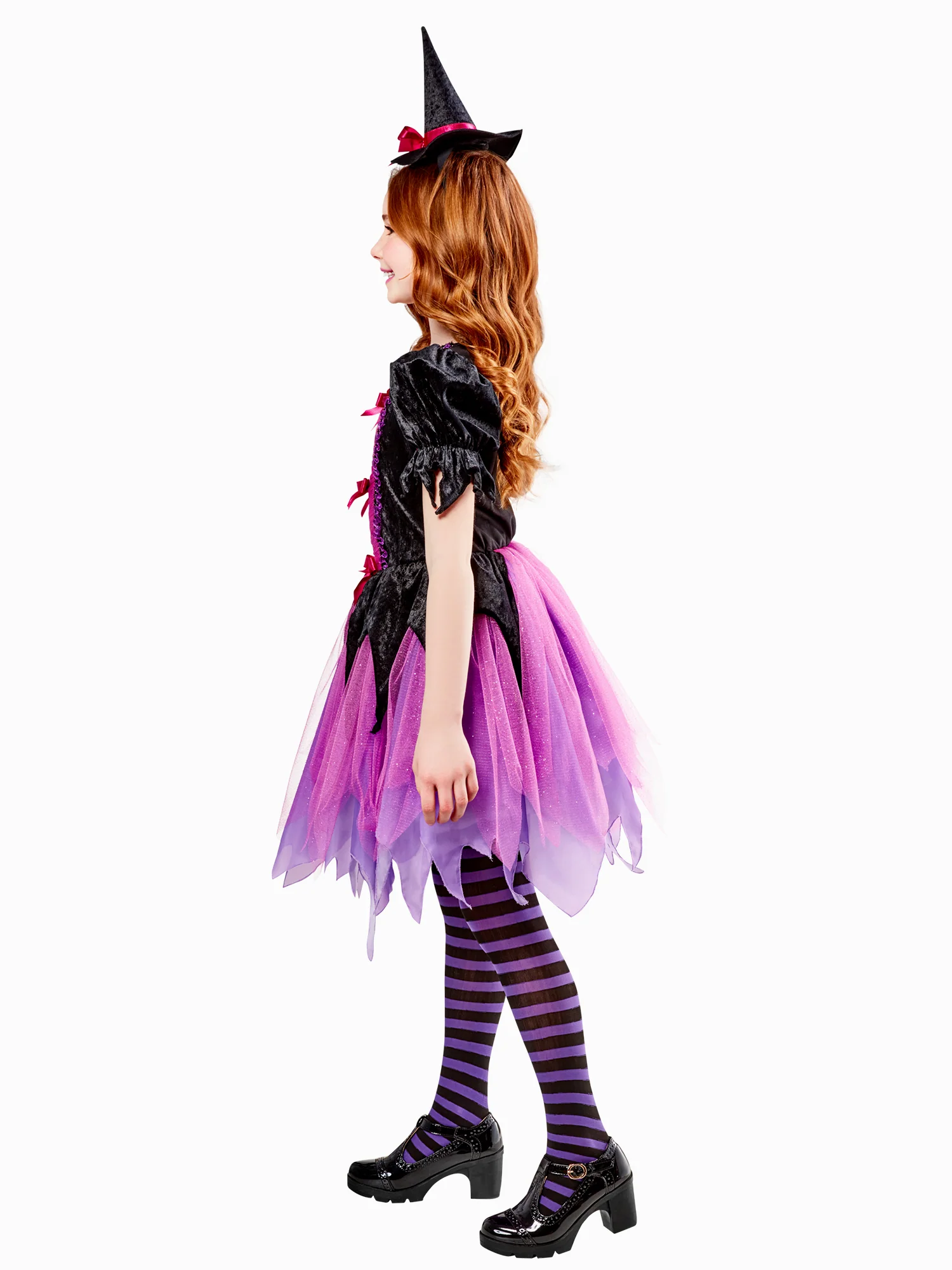 Girls' Purple Witch Dress with Hat - Image 4