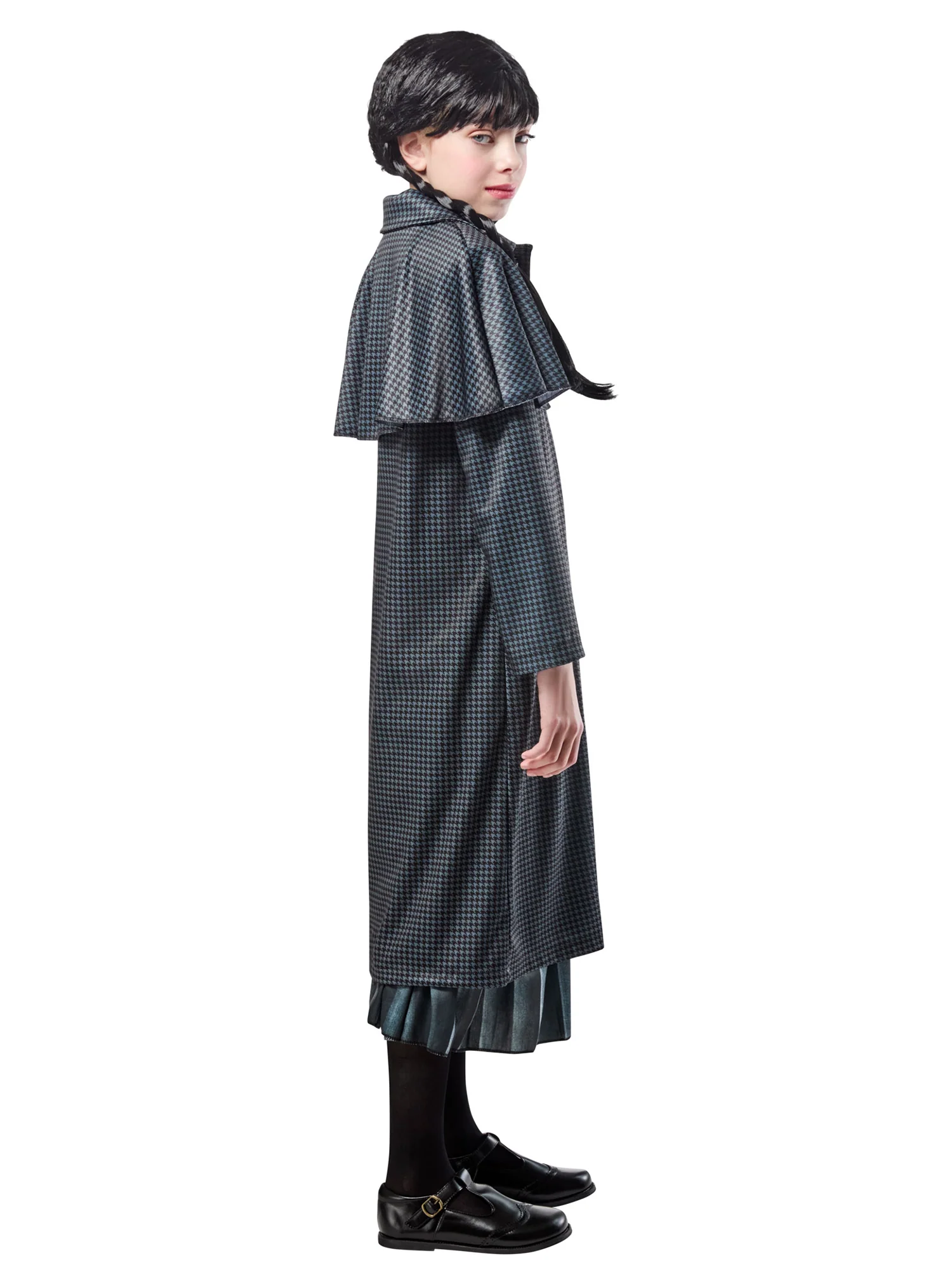 Girls' Wednesday Gray Houndstooth Print Coat - Image 2