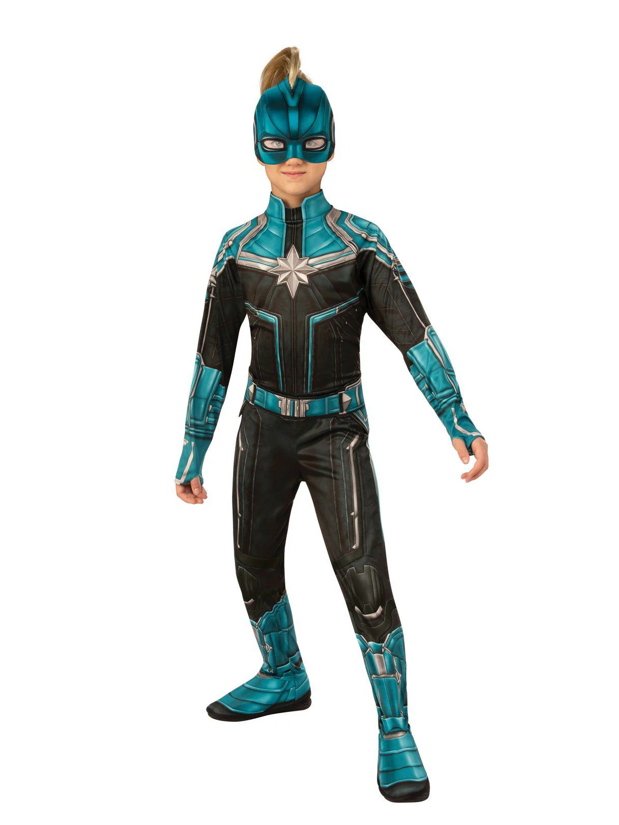 Girls' Captain Marvel Teal Kree Suit Costume