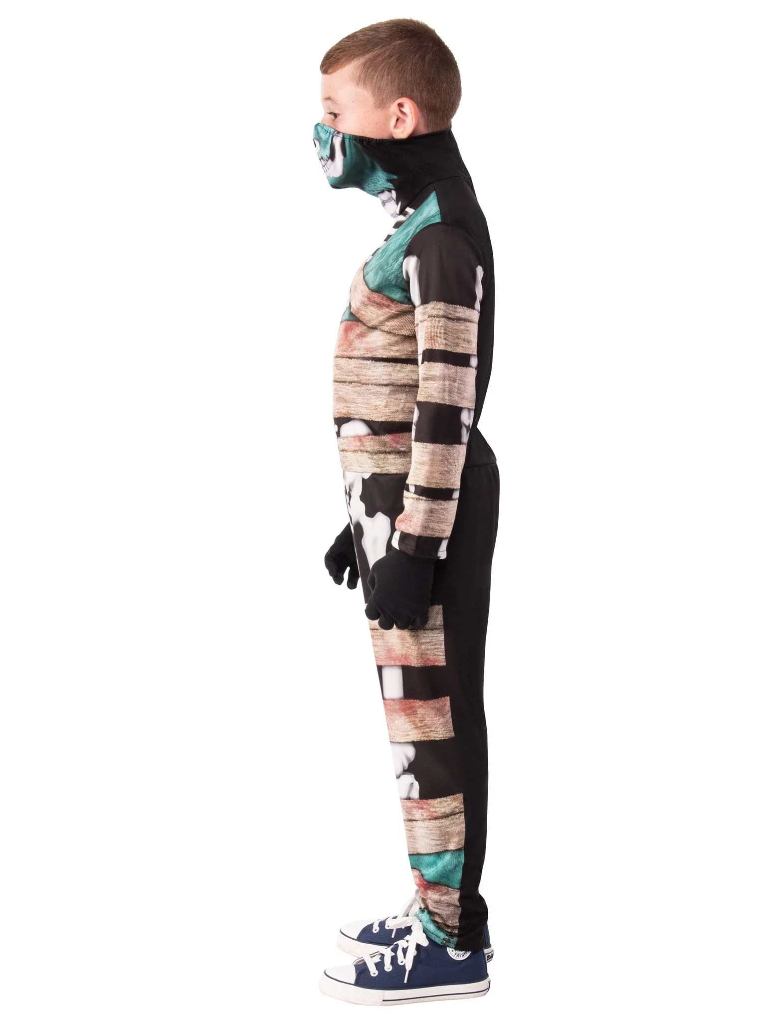 Boys' Half-Mask Mummified Zombie Skeleton Costume - Image 3
