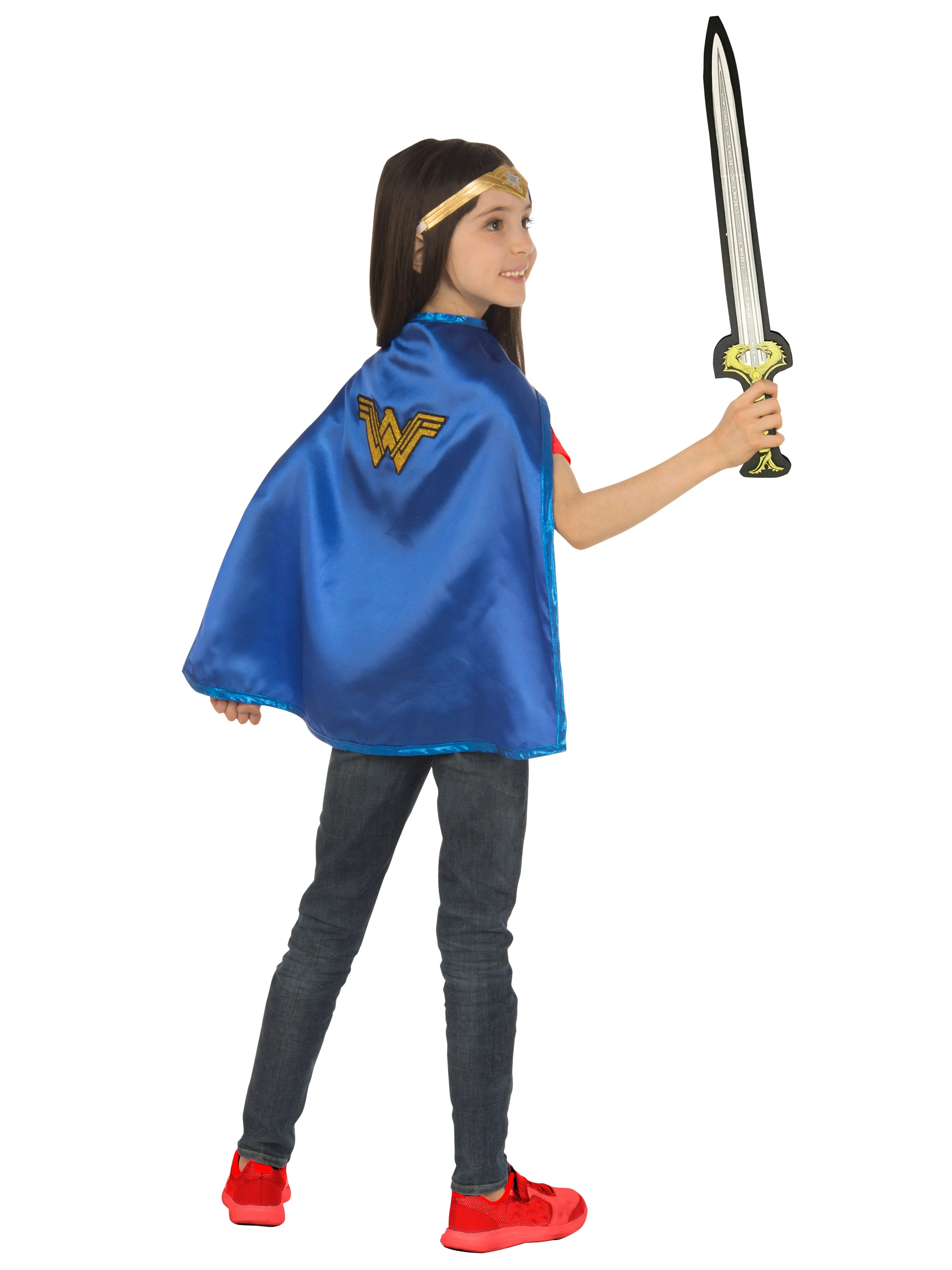 Girls' Wonder Woman Cape, Tiara and Prop Foam Sword Set