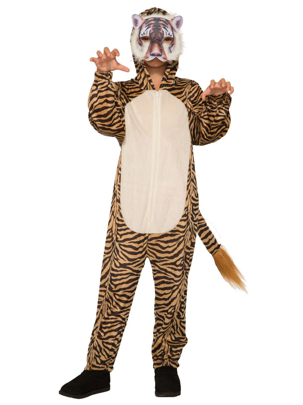 Kid's Tiger Jumpsuit With Mask Costume