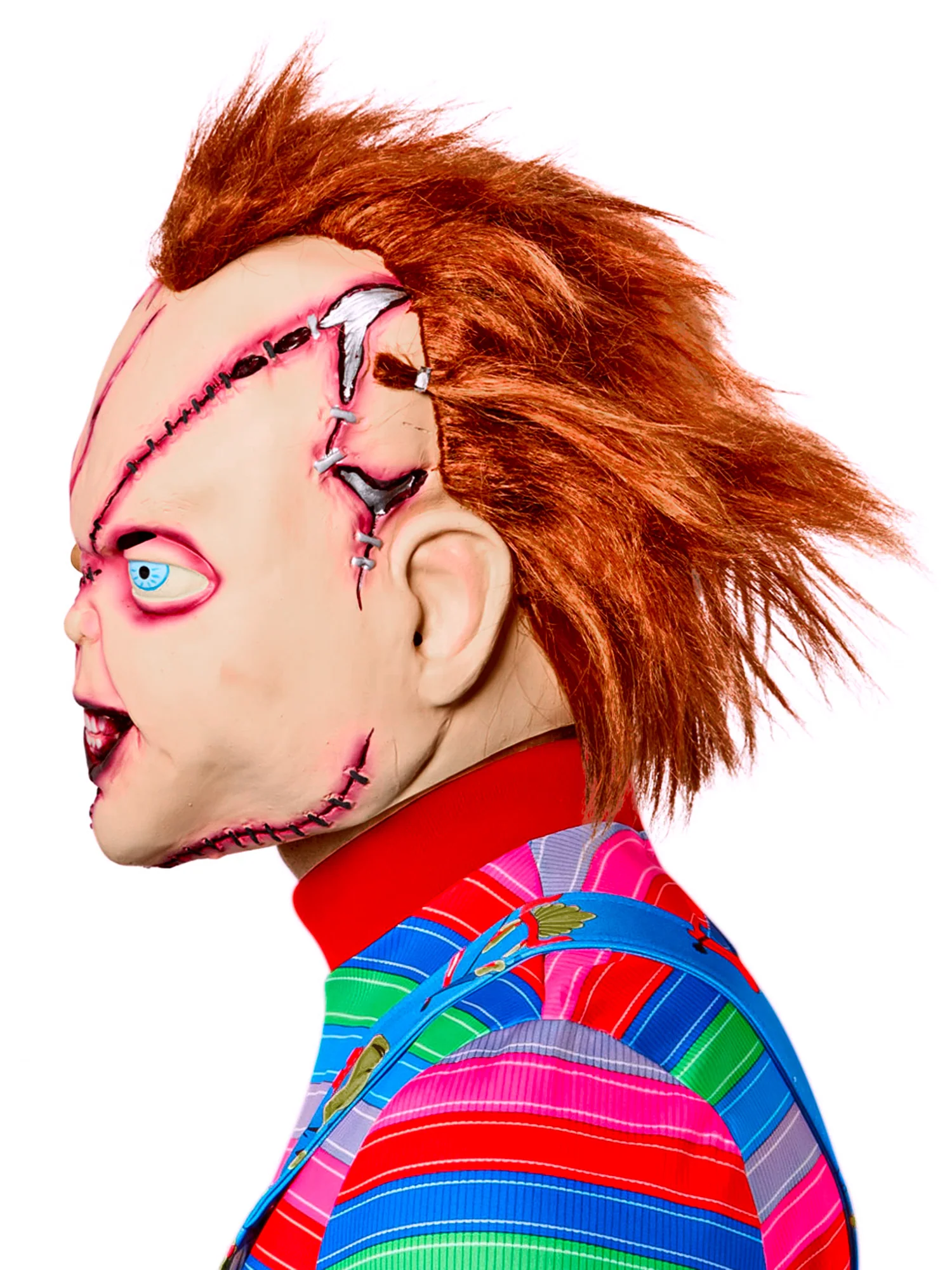 Men's Bride of Chucky Overhead Latex Chucky Mask with Hair and Stitches - Image 8