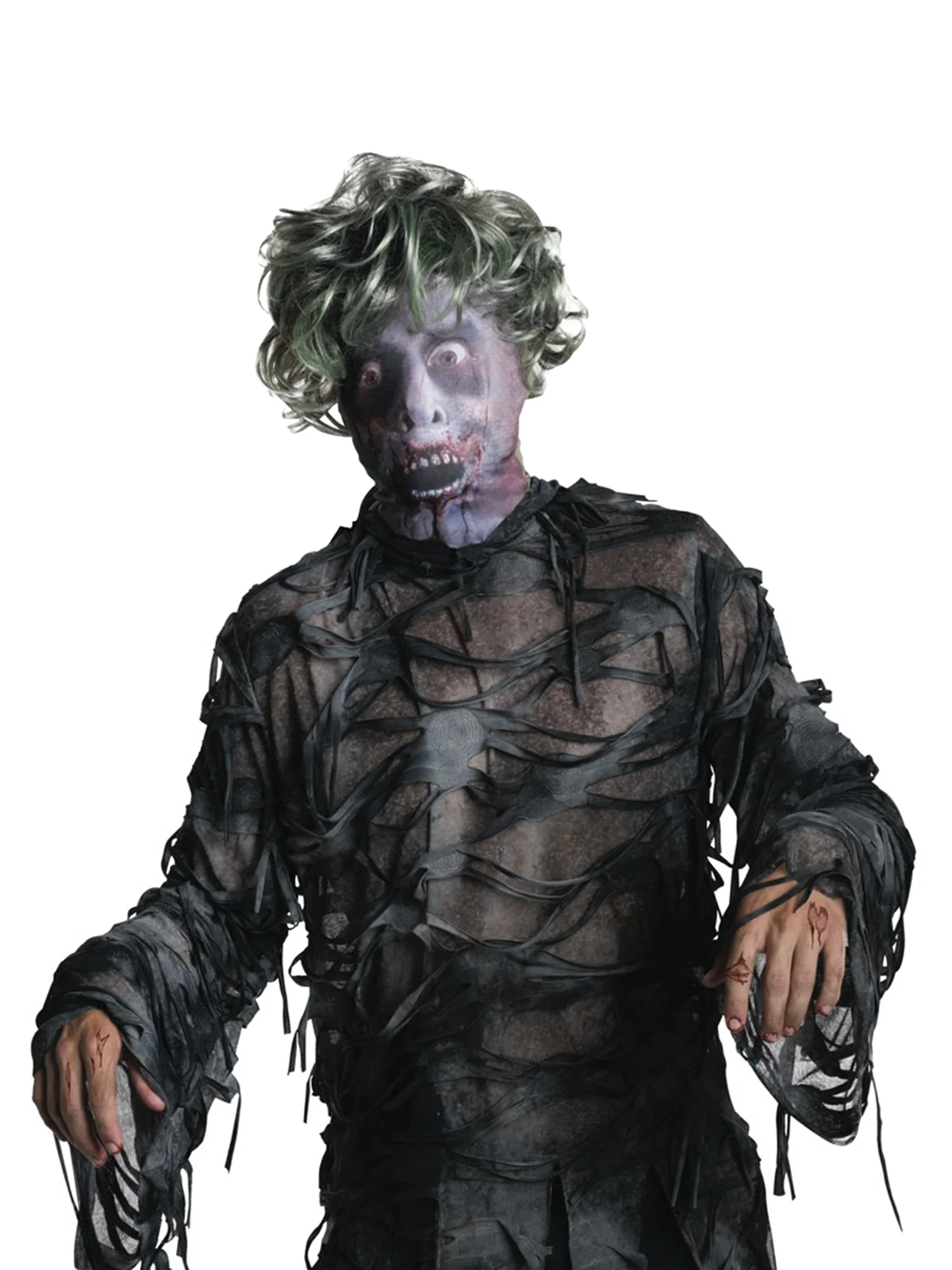 Men's Zombie Overhead Mask with Wig