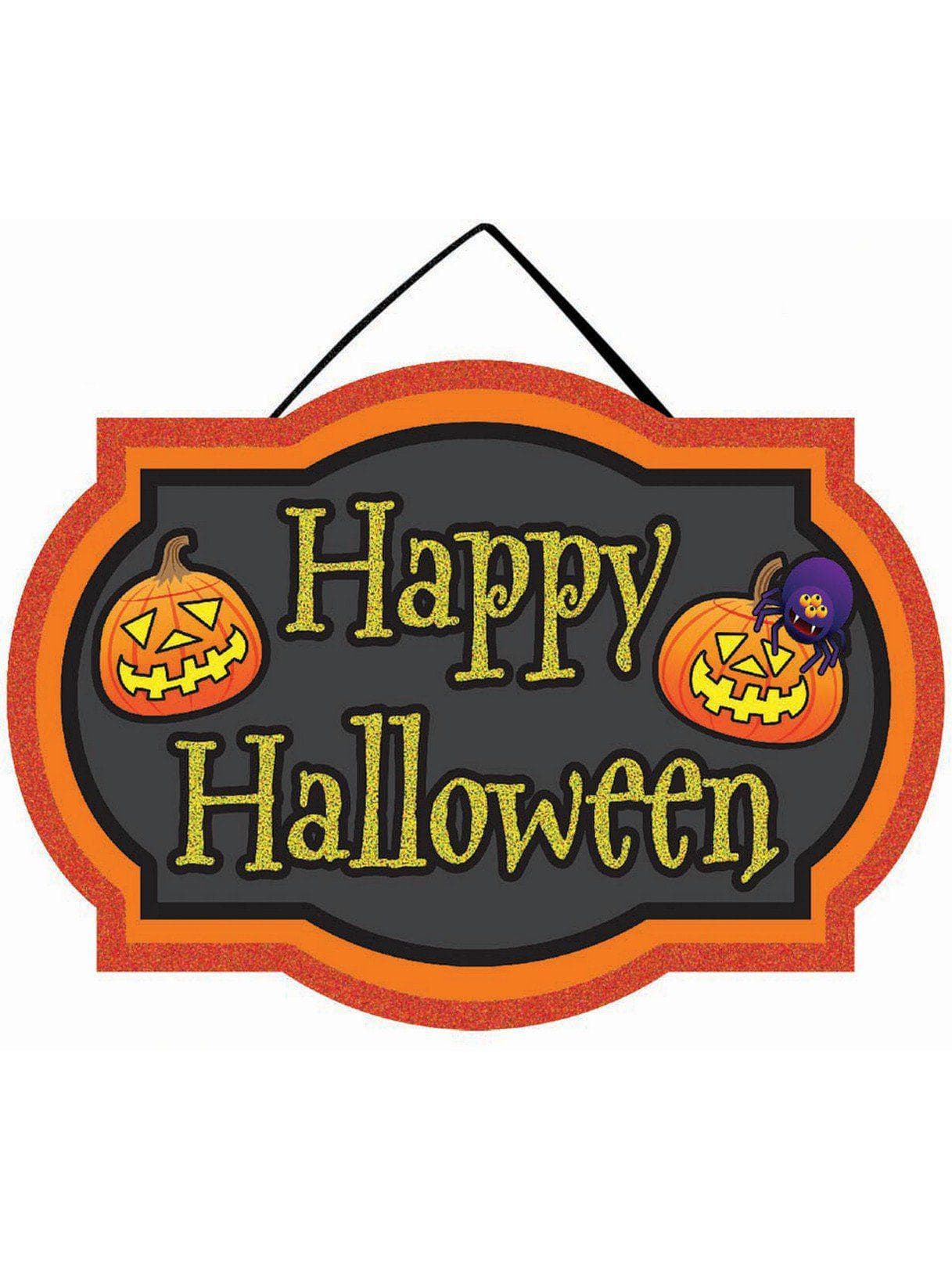 Mini Hanging Glitter Happy Halloween Sign