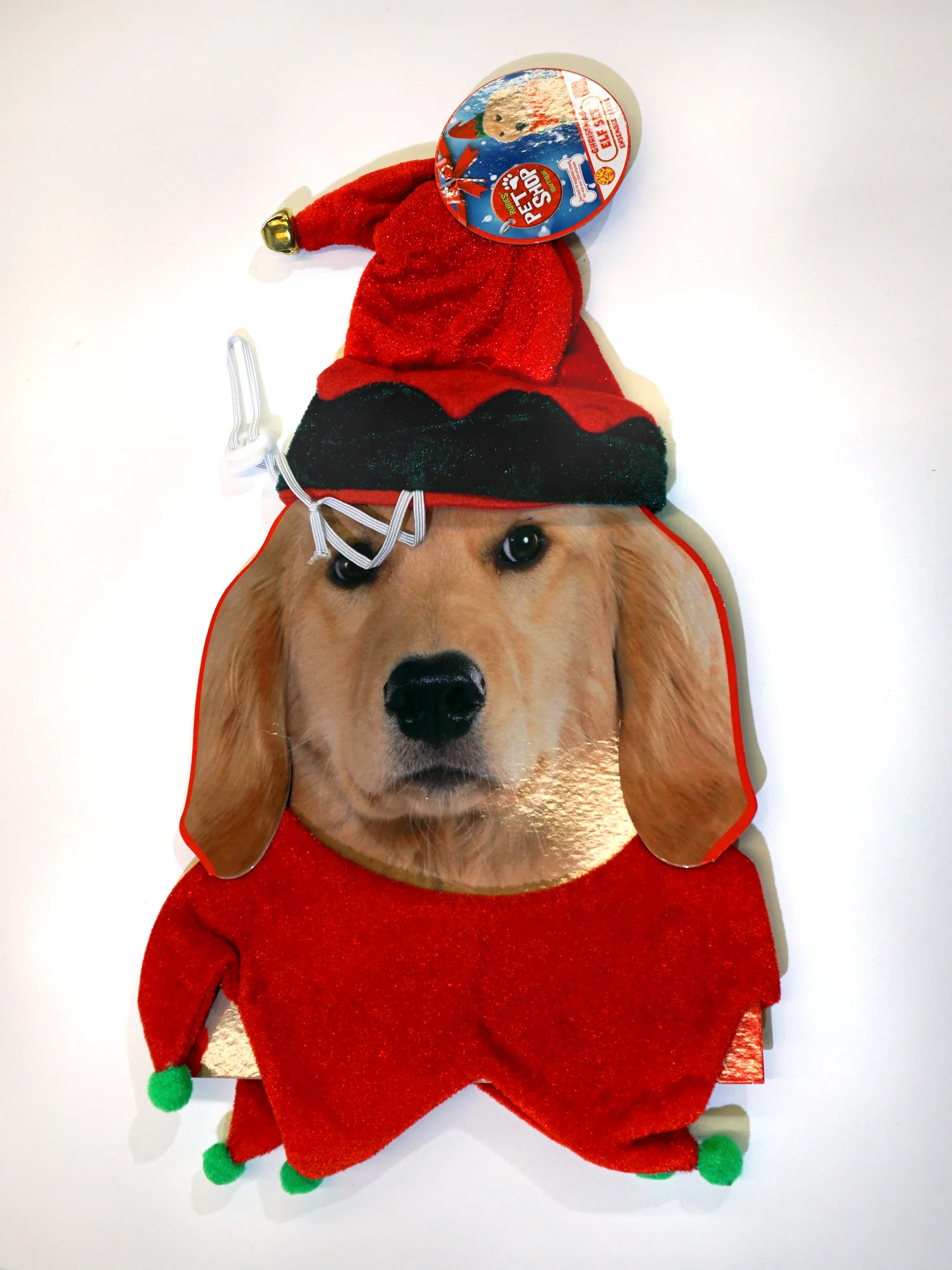 Red and Green Elf Pet Collar and Hat - Image 2