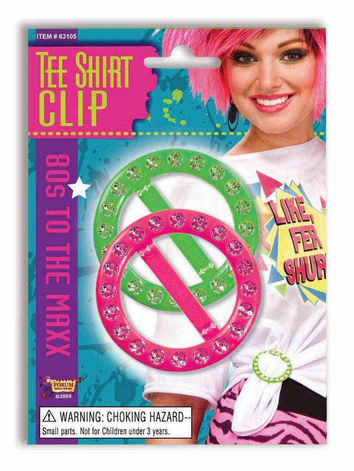 Adult Neon Pink and Green 1980's Shirt Clips