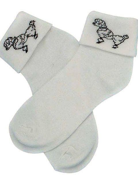 Women's White 1950's Poodle Dog Socks