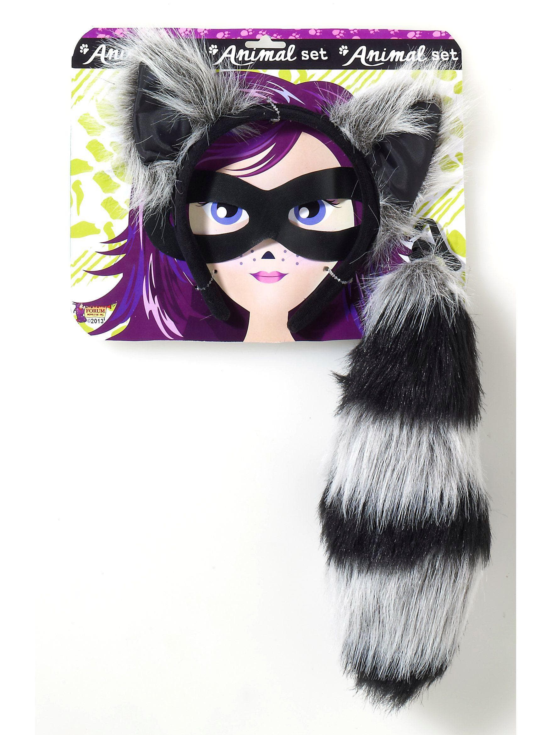 Adult Raccoon Ears Headband and Tail