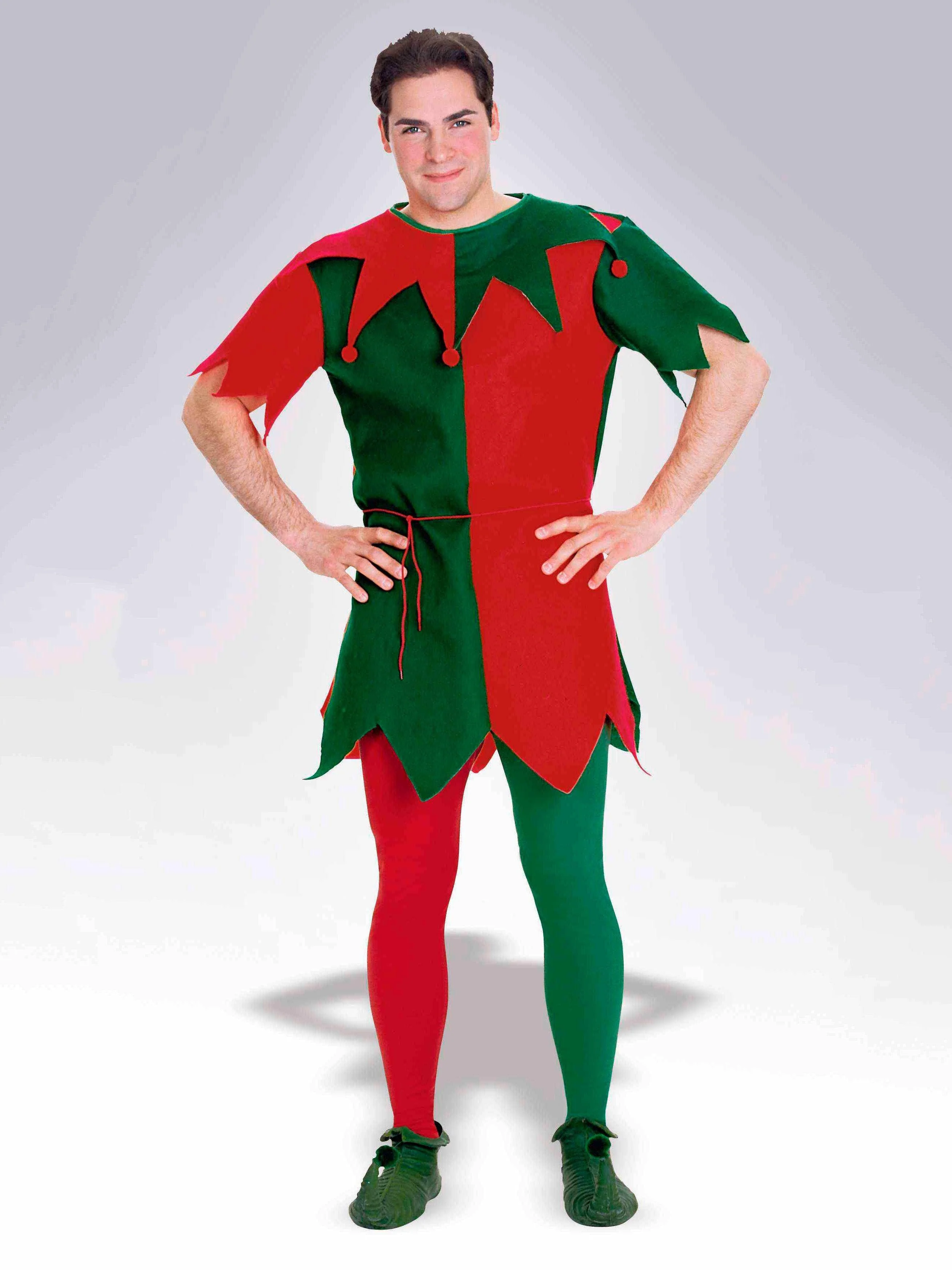Adult Red and Green Elf Tights