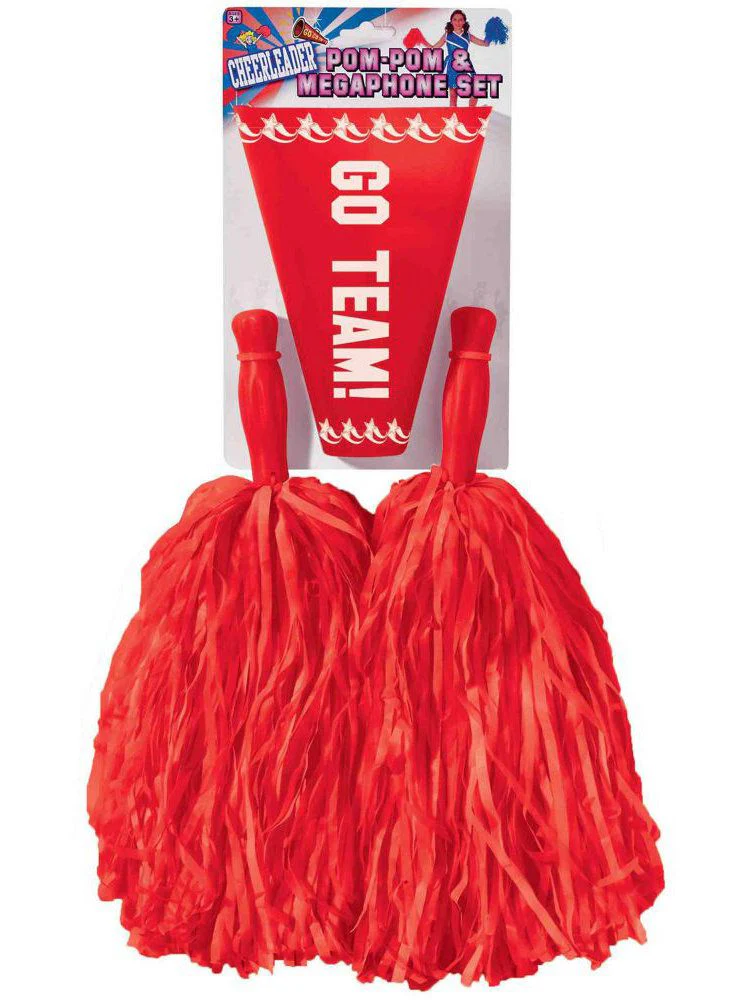 Red Pom-pom and Megaphone Cheerleader Set