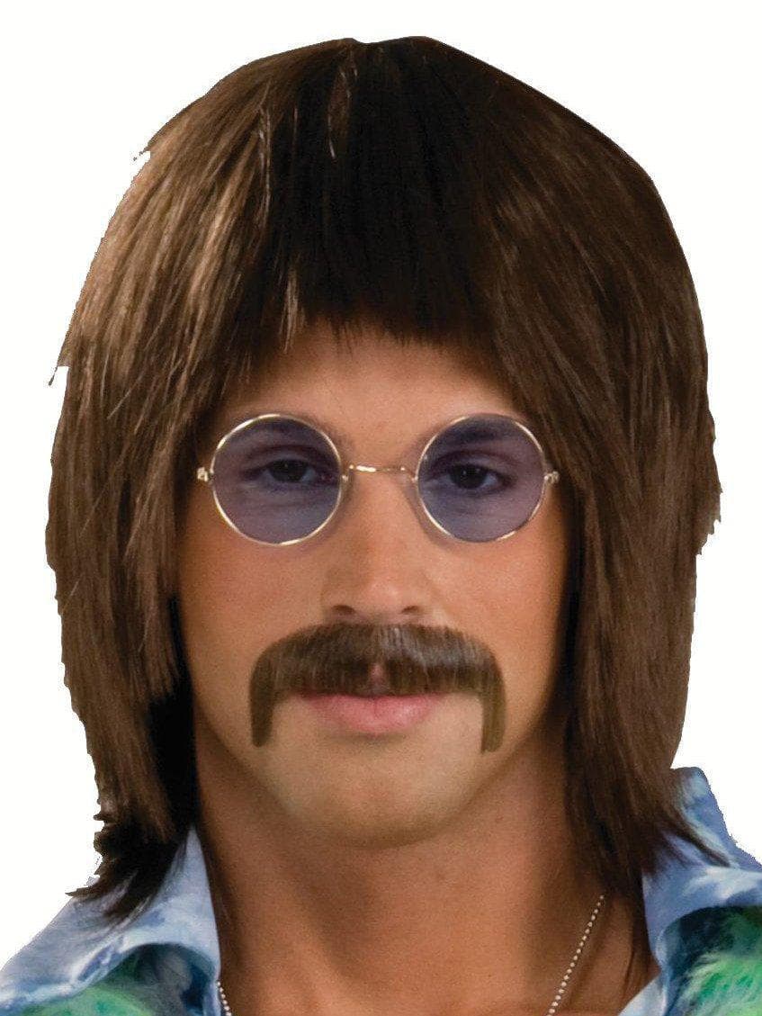 Men's Brown 1960's Hippie Singer Wig